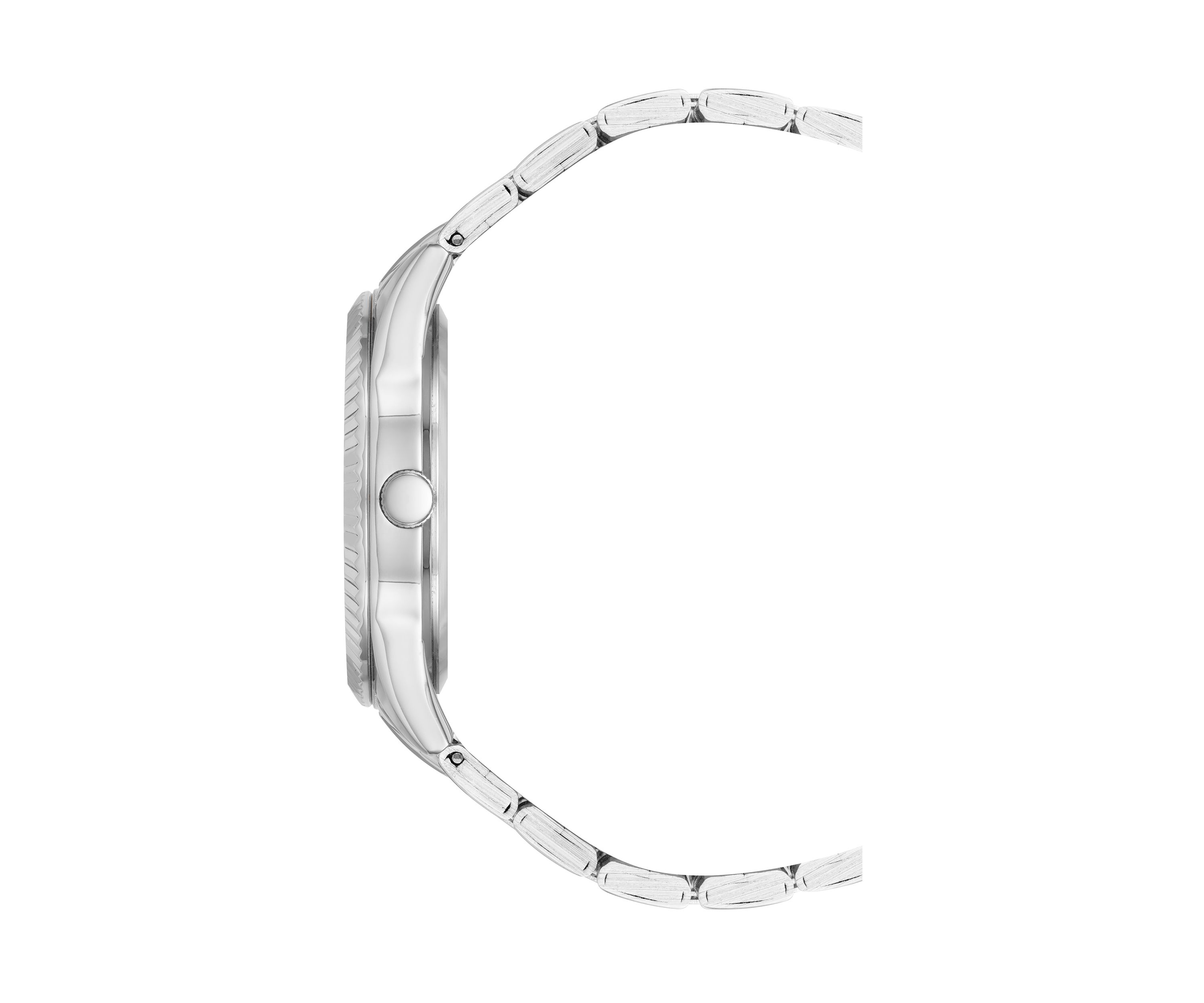 Quartz Polished Silver-Tone Metal Alloy with Light Blue Dial Watch