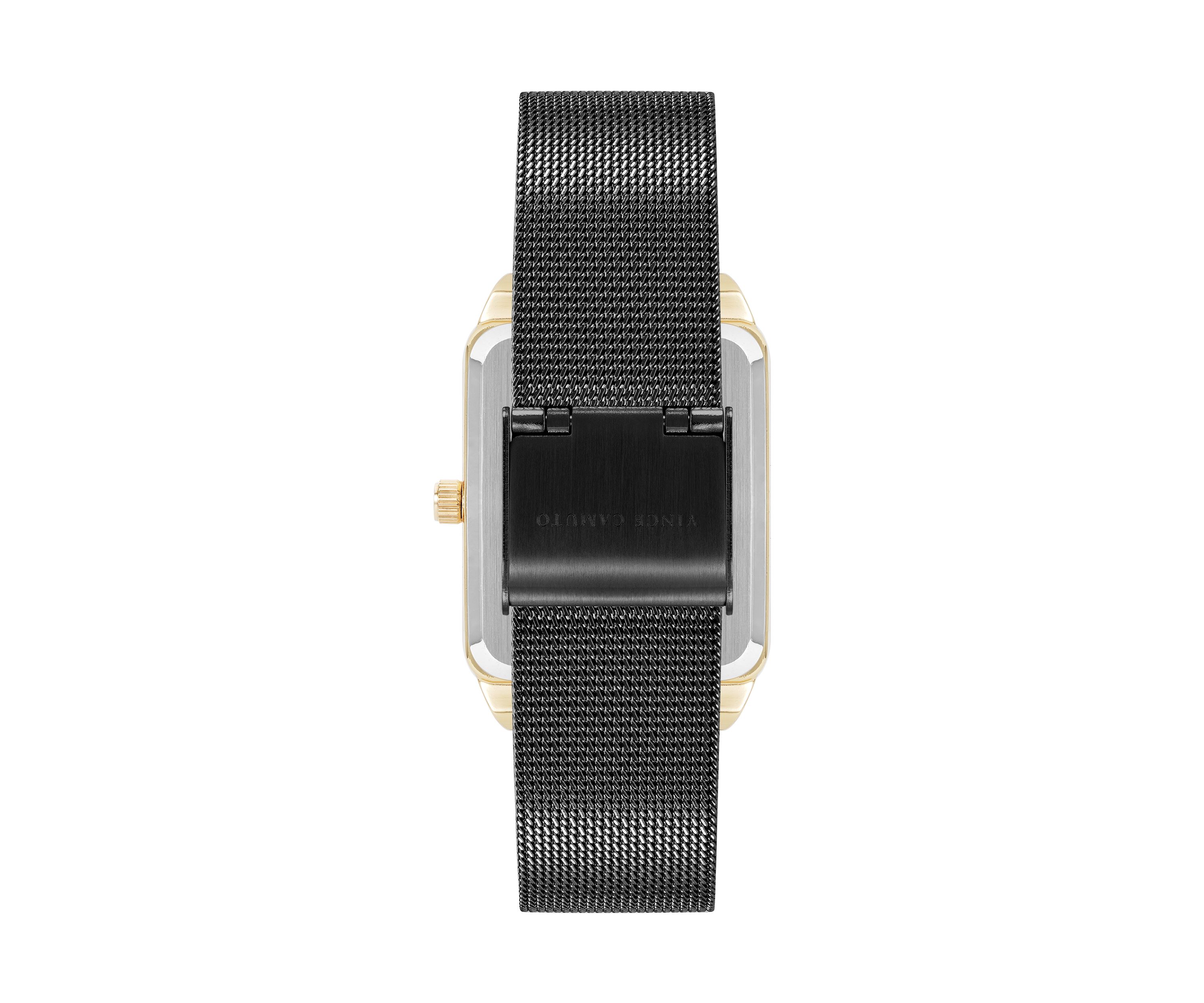 Quartz Silver Tone Stainless Steel Mesh and Rose Gold Tone Metal Alloy Crystal Accented Watch
