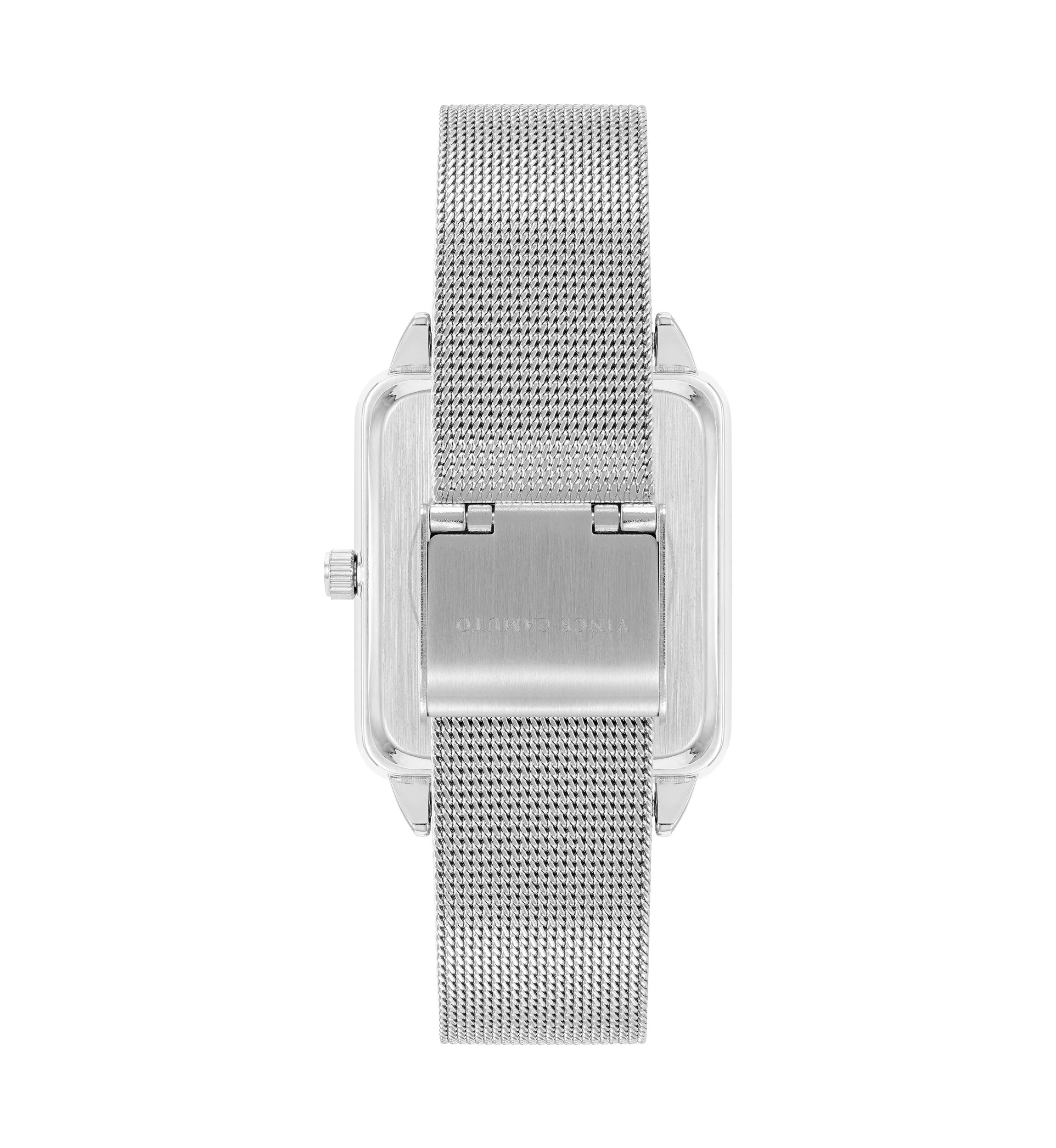   Silver Tone Stainless Steel Mesh Band Watch with Crystal 