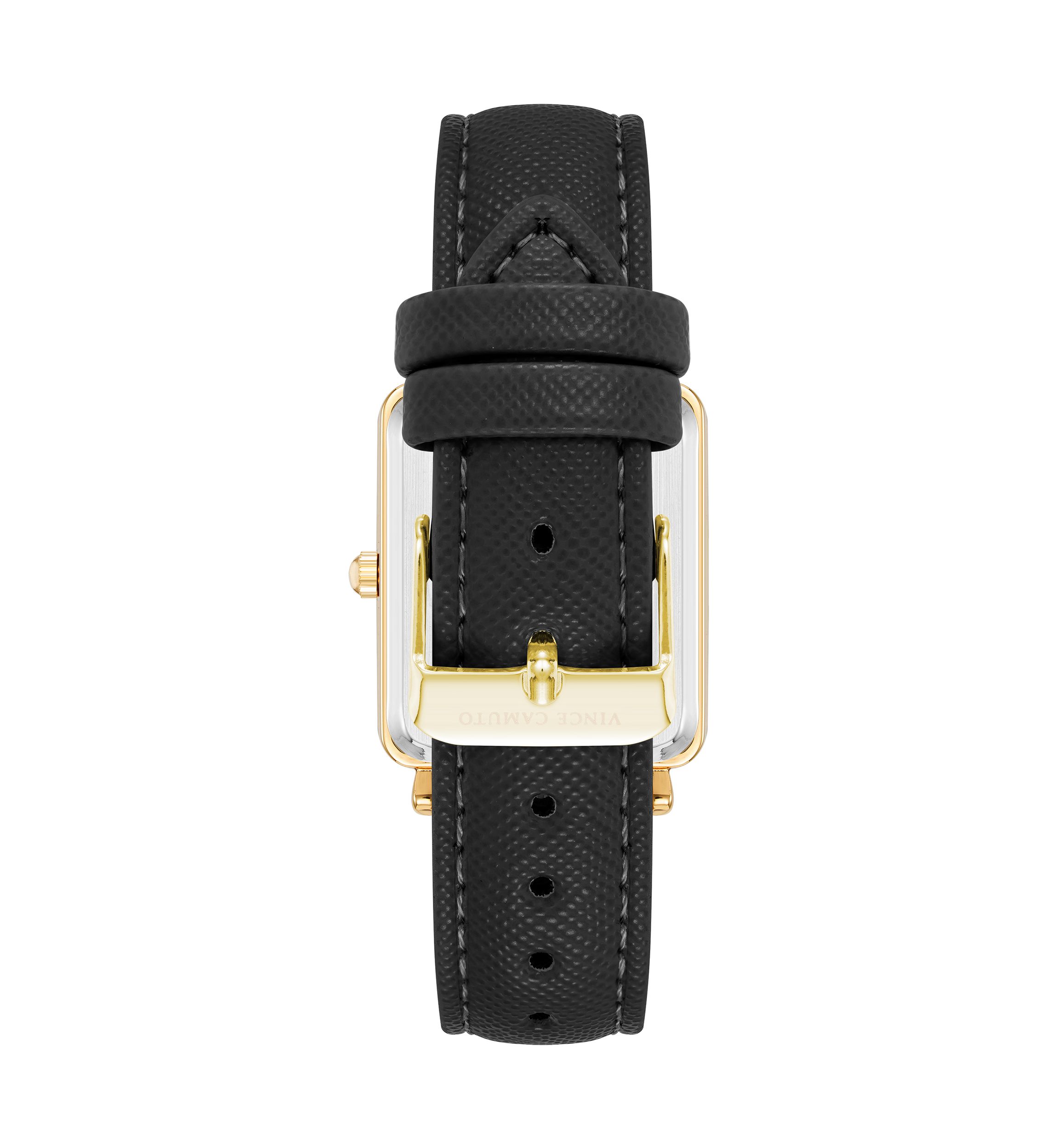  Black Faux Leather Band Watch  with Crystal 