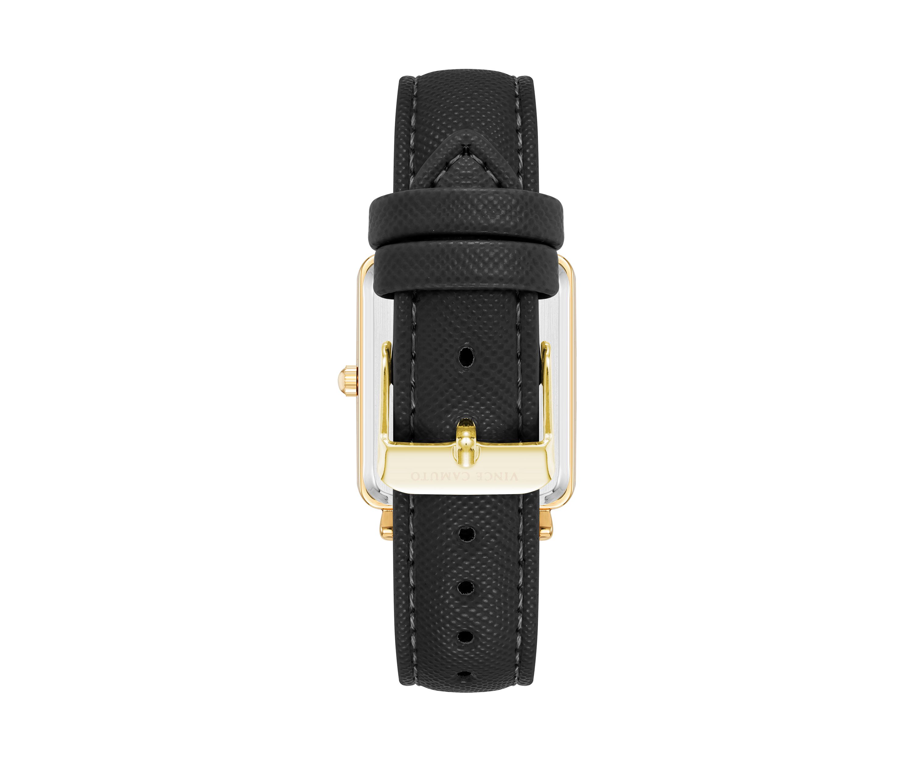  Black Faux Leather Band Watch  with Crystal 