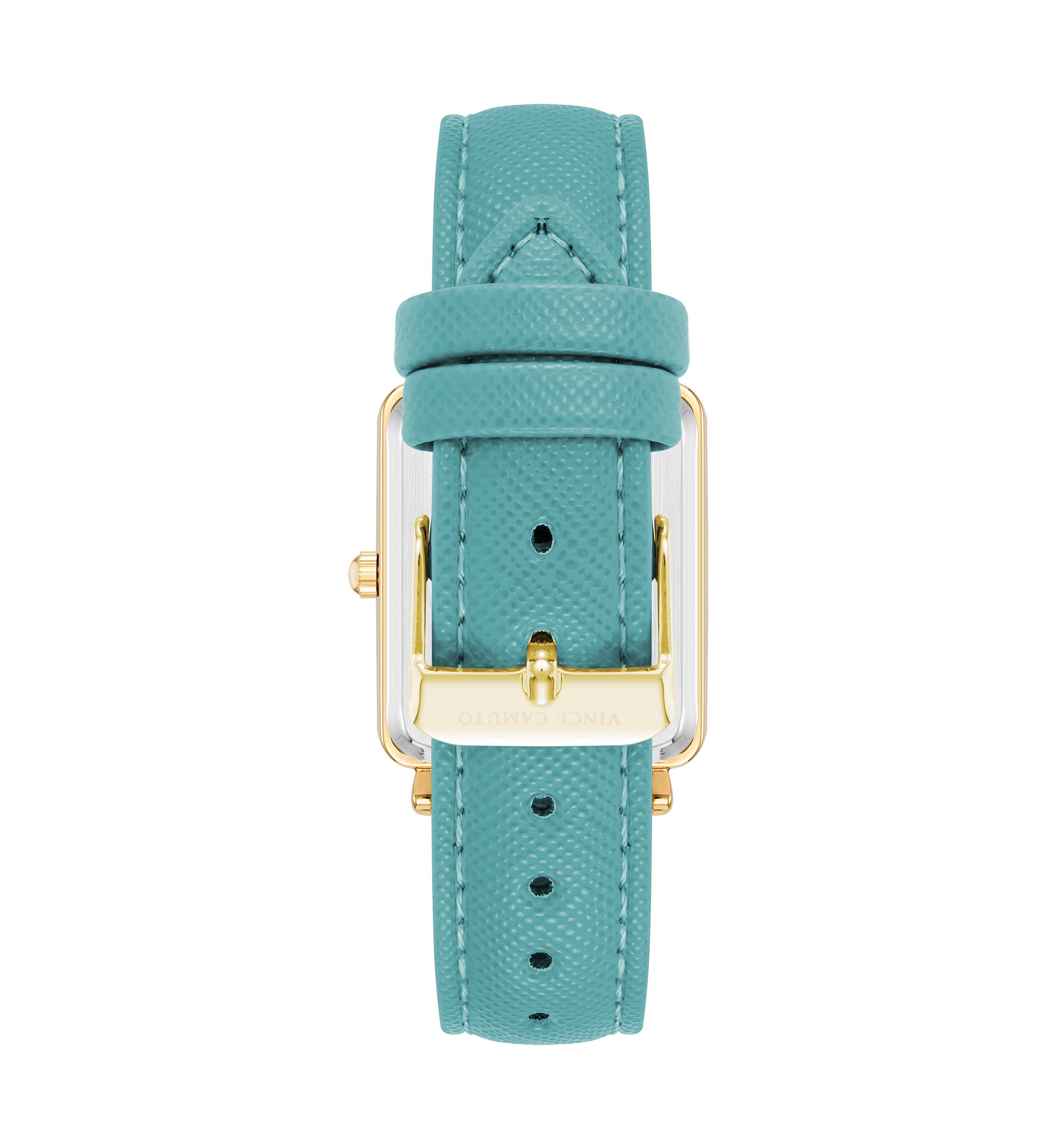 Quartz Faux Leather Crystal Accented Watch