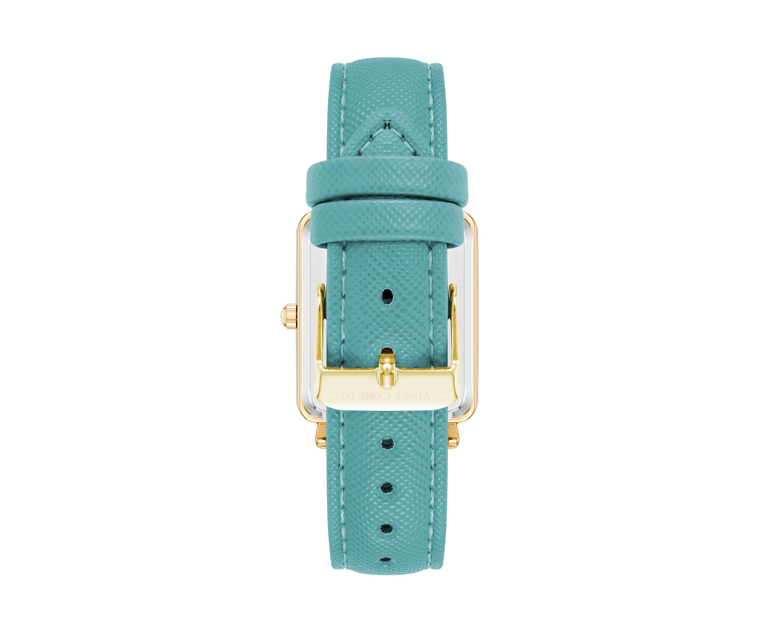 Quartz Faux Leather Crystal Accented Watch