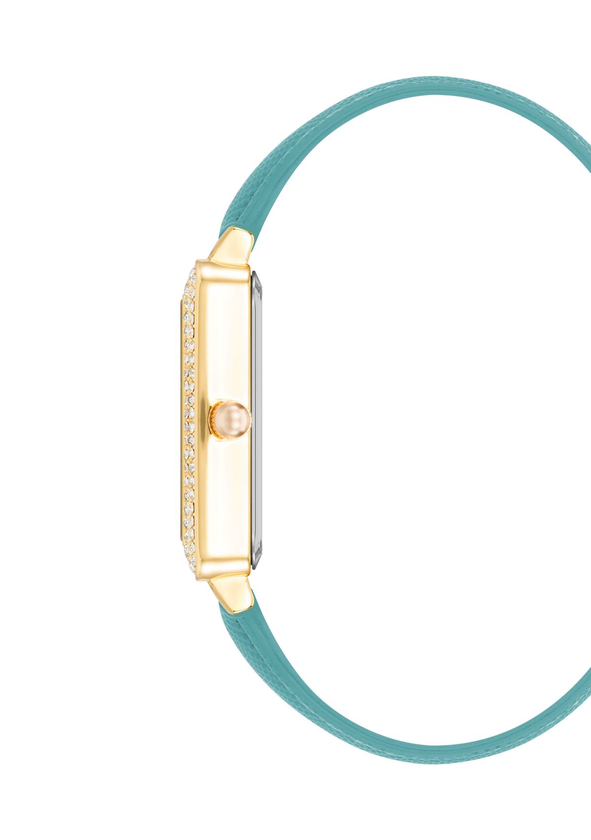 Quartz Faux Leather Crystal Accented Watch