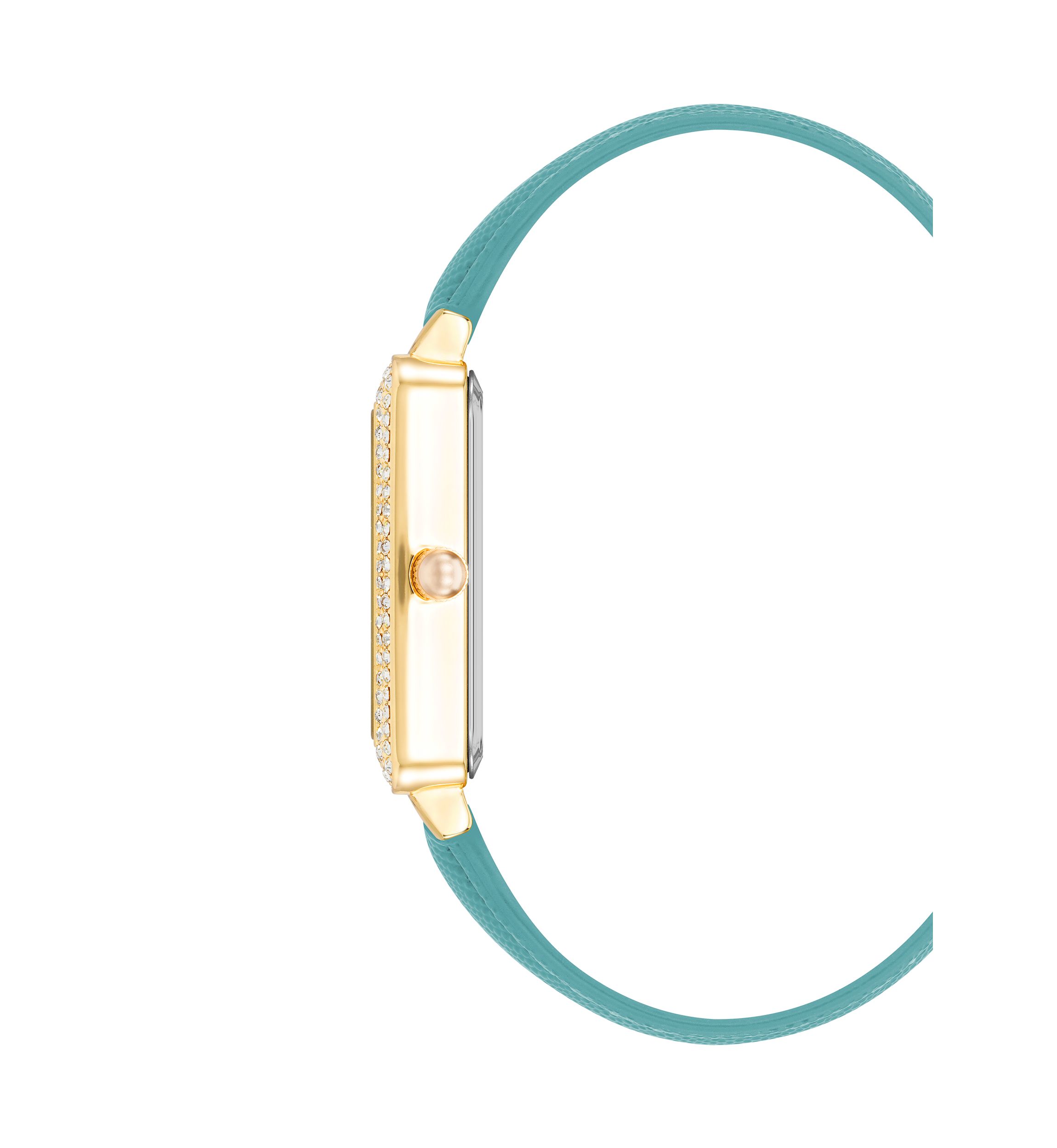 Quartz Faux Leather Crystal Accented Watch