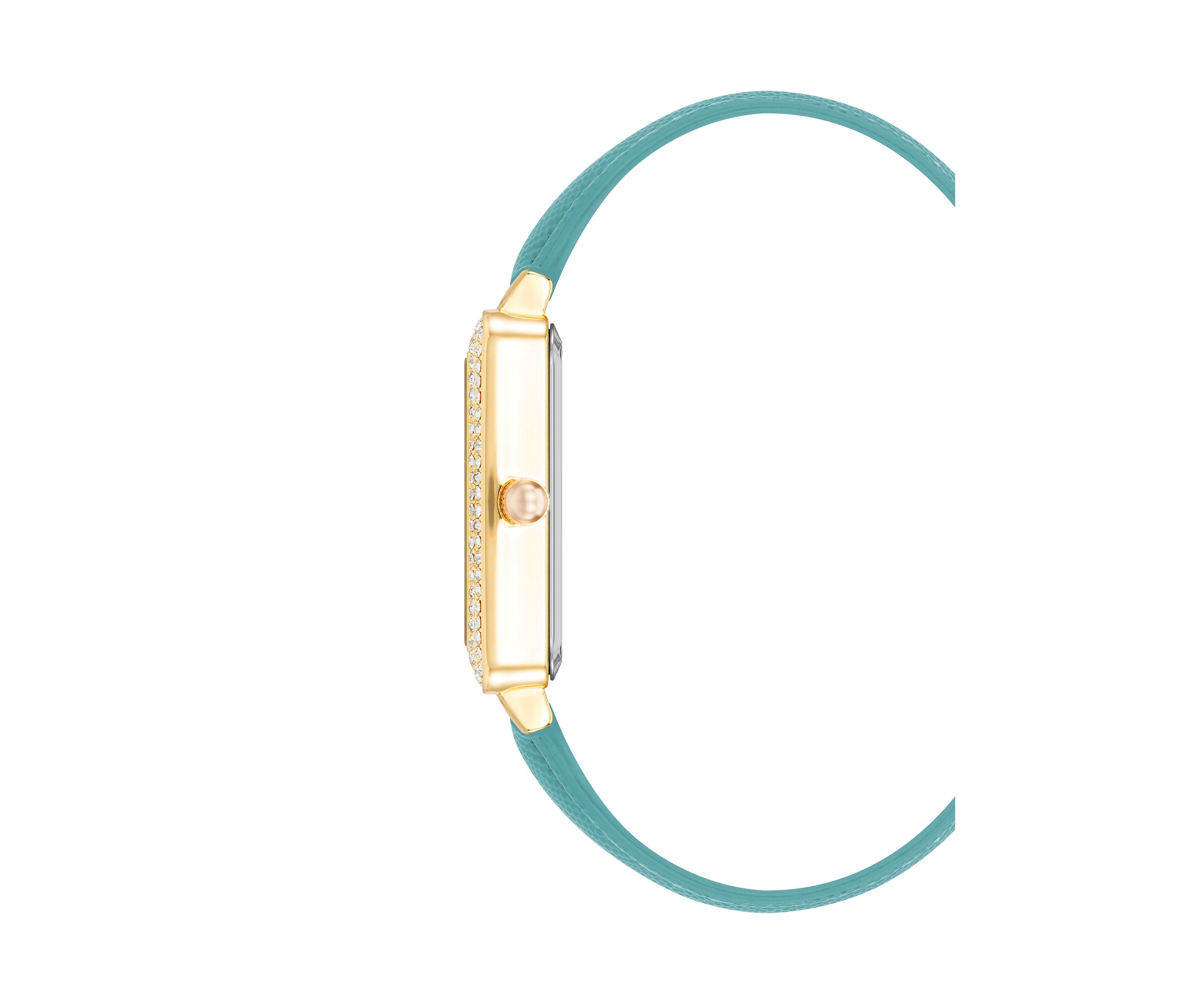 Quartz Faux Leather Crystal Accented Watch
