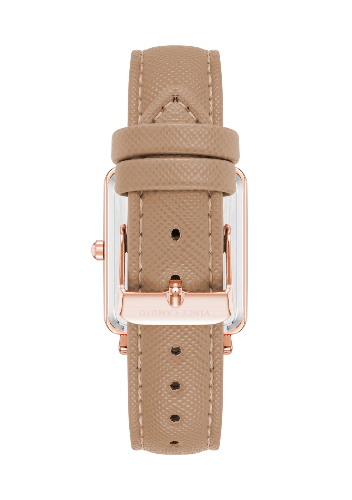   Beige Faux Leather Band Watch with Crystal 