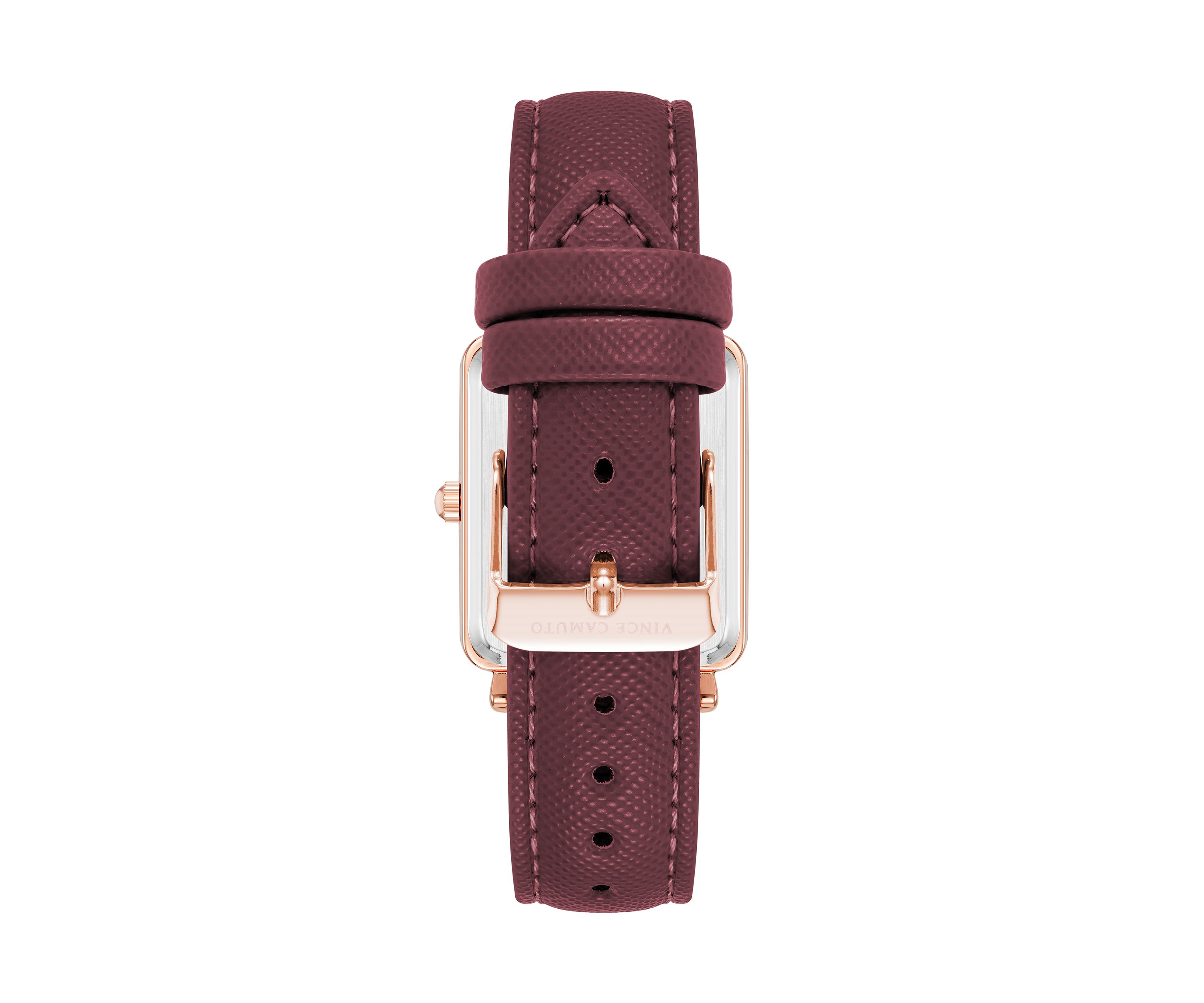  Purple Faux Leather Band Watch with Crystal 