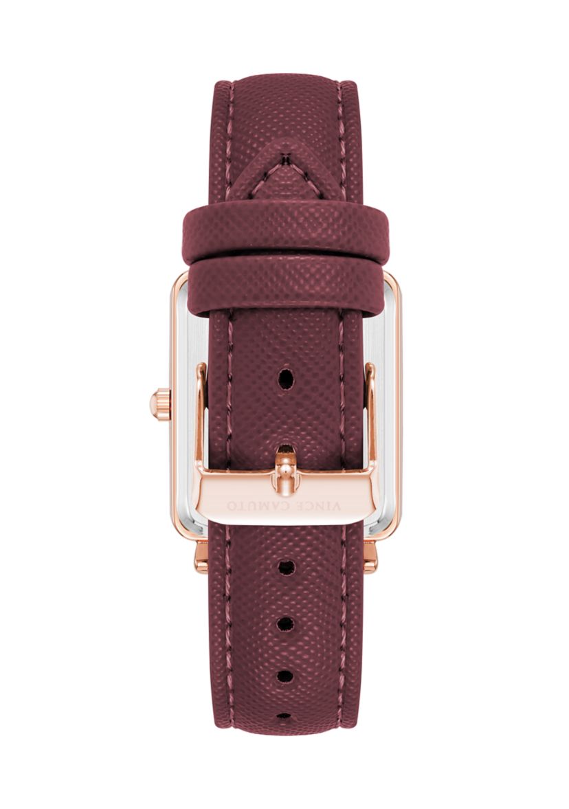  Purple Faux Leather Band Watch with Crystal 