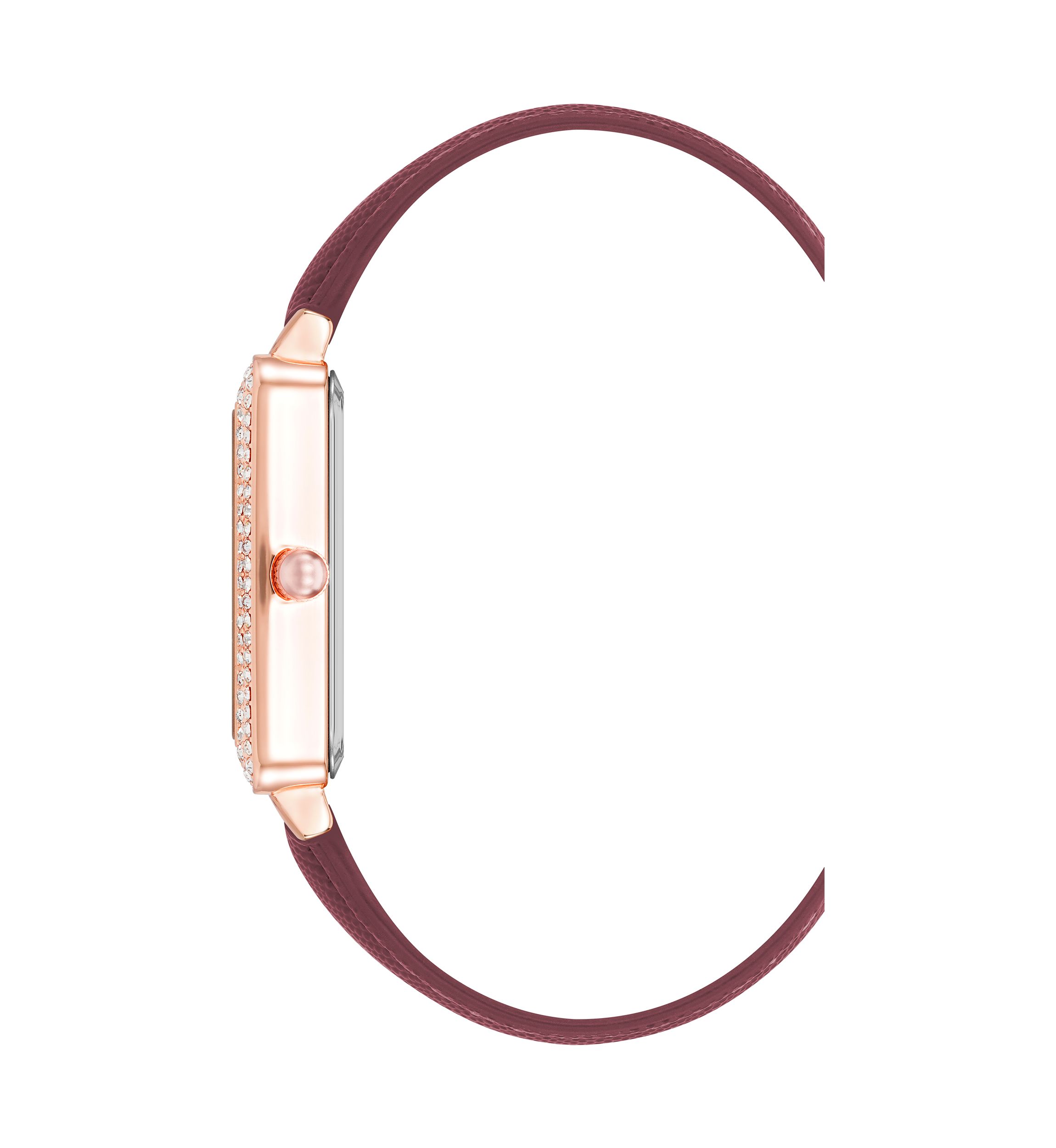  Purple Faux Leather Band Watch with Crystal 