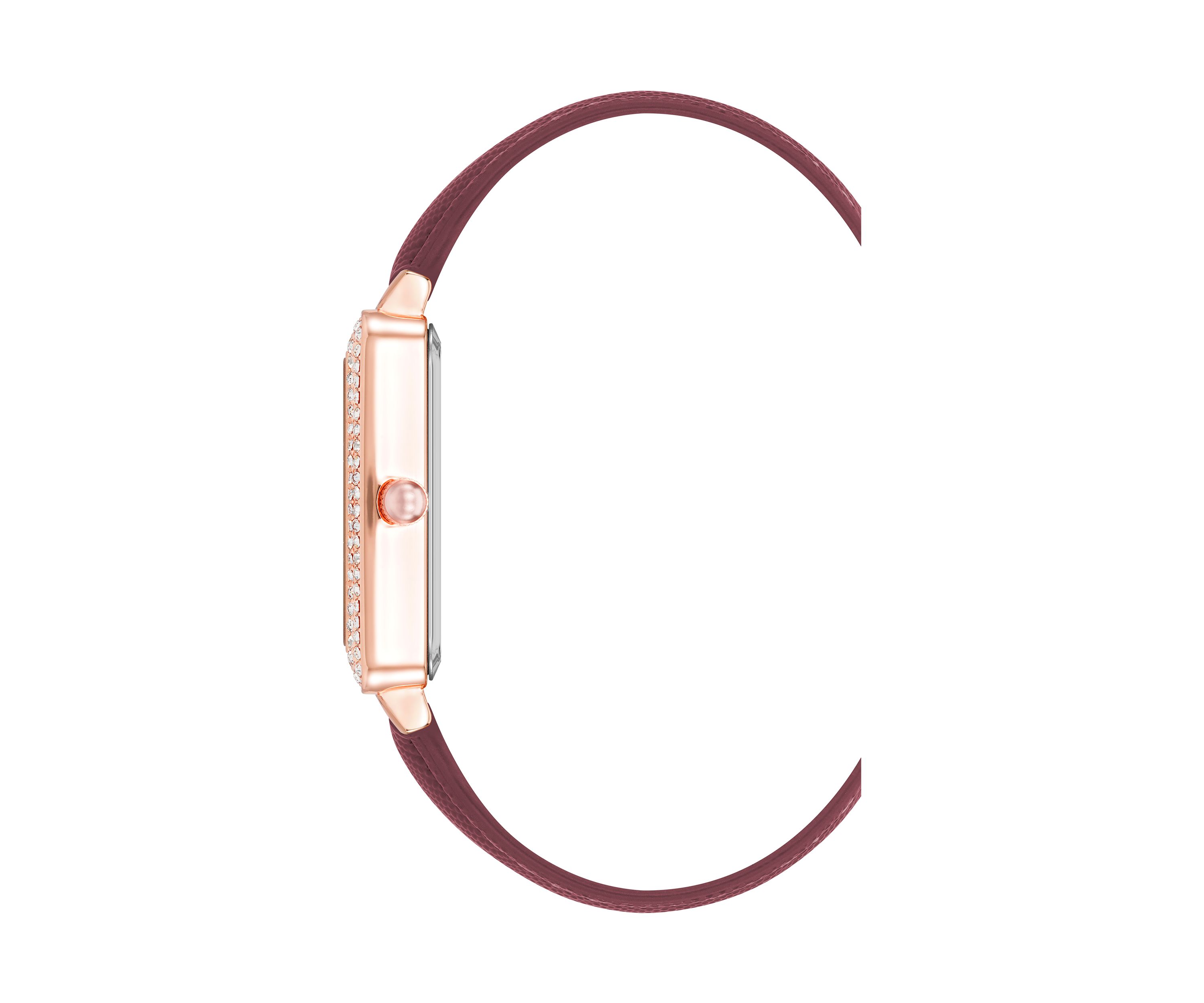  Purple Faux Leather Band Watch with Crystal 