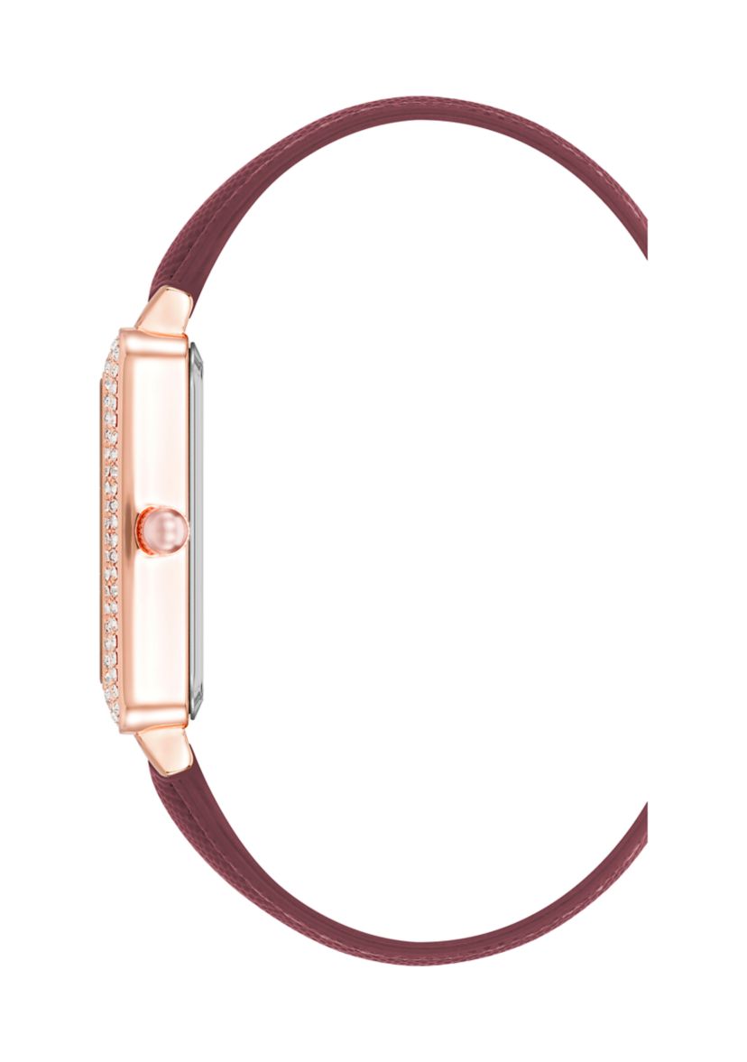  Purple Faux Leather Band Watch with Crystal 