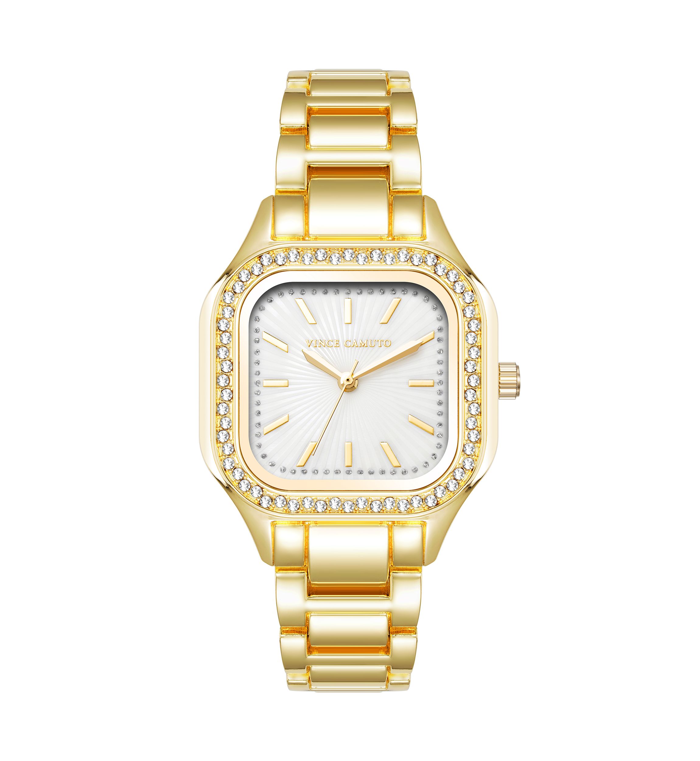 Gold Tone Mother of Pearl Glitz Watch