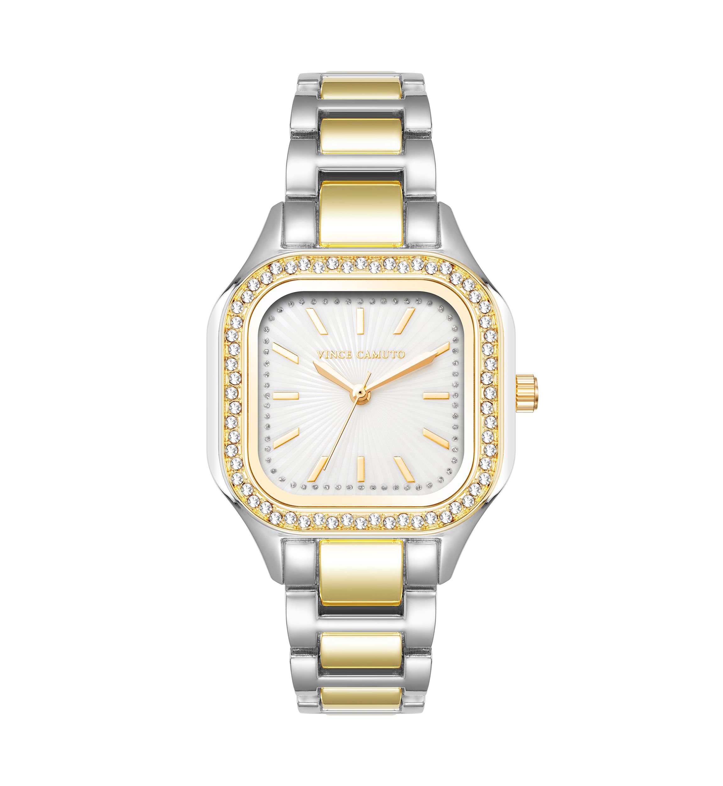  Two Tone Metal Band Watch with Crystal 