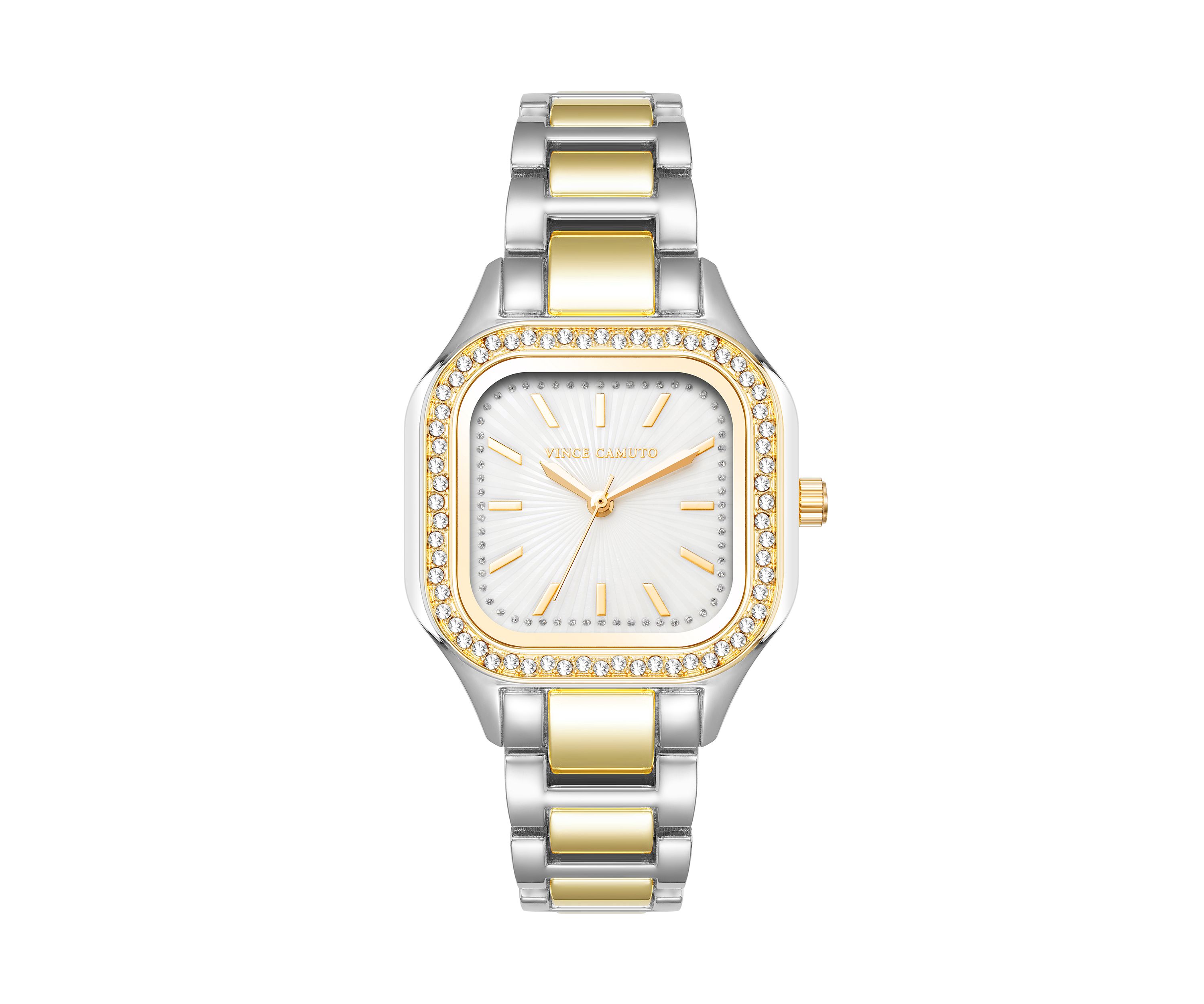  Two Tone Metal Band Watch with Crystal 