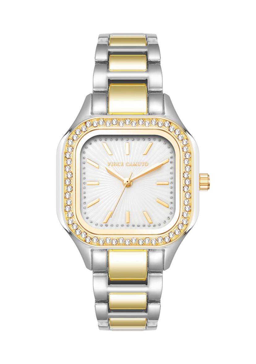  Two Tone Metal Band Watch with Crystal 
