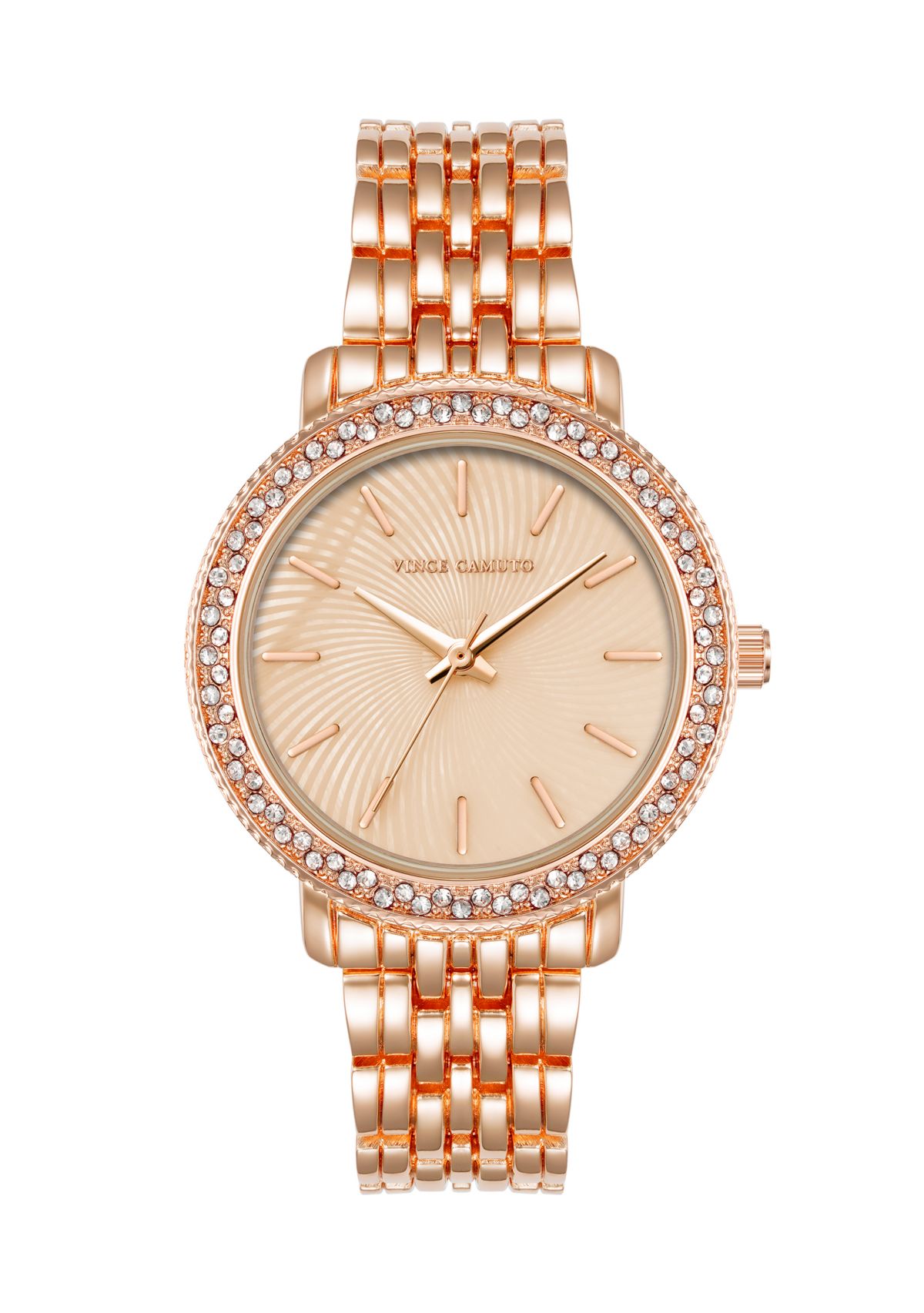 Rose Gold Tone Metal Band Watch with Crystal 