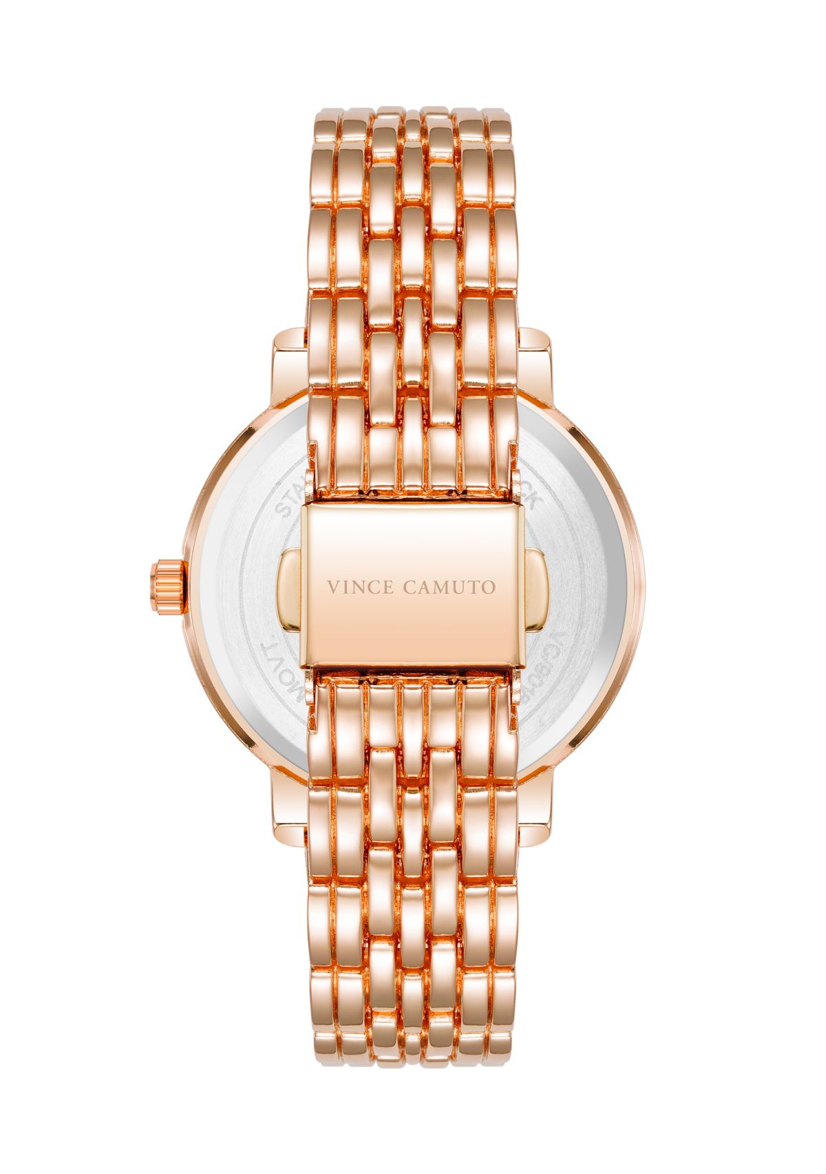 Rose Gold Tone Metal Band Watch with Crystal 