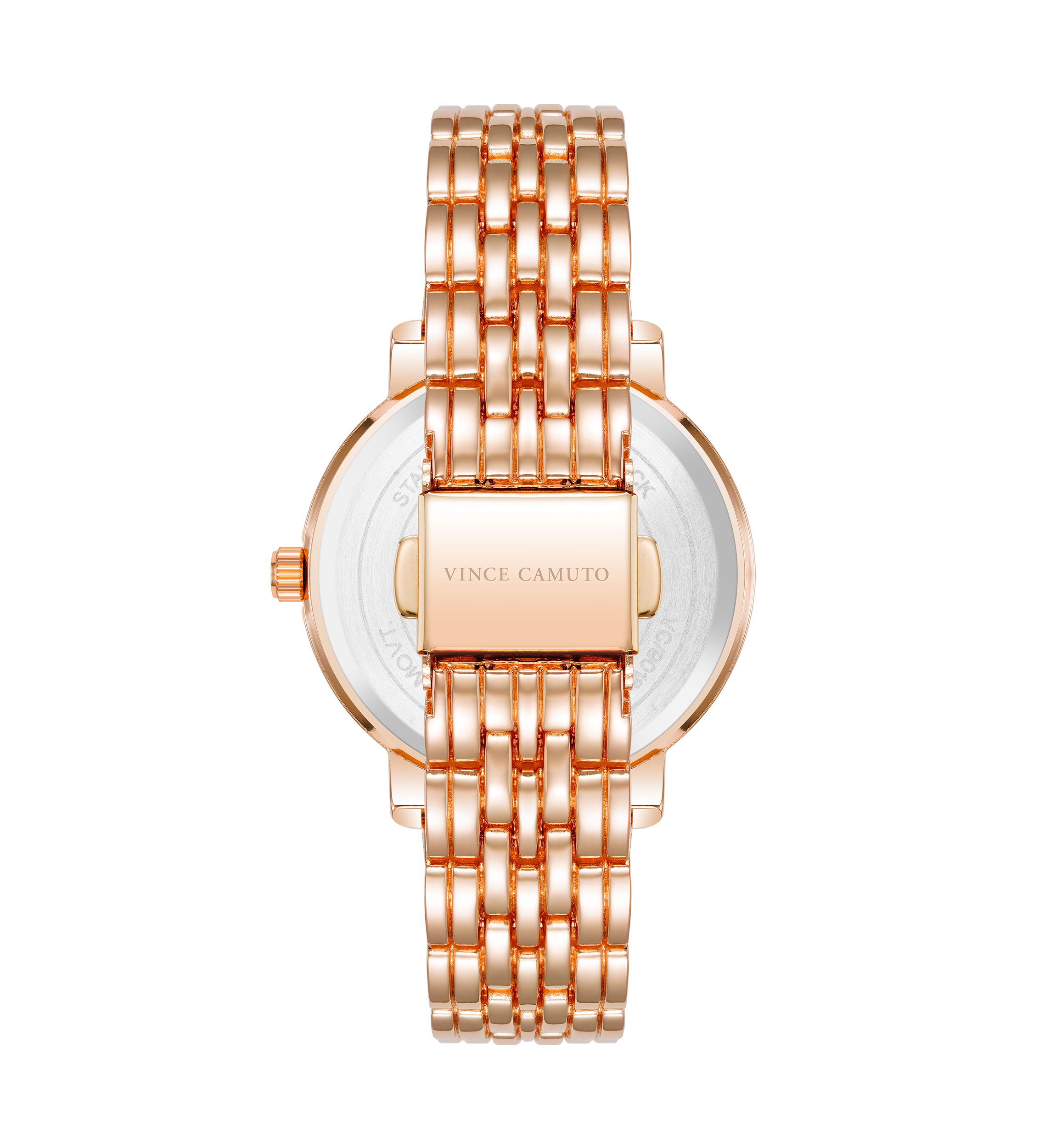 Vince Camuto Rose Gold Tone Metal Band Watch with Crystal | Belk display picture 3