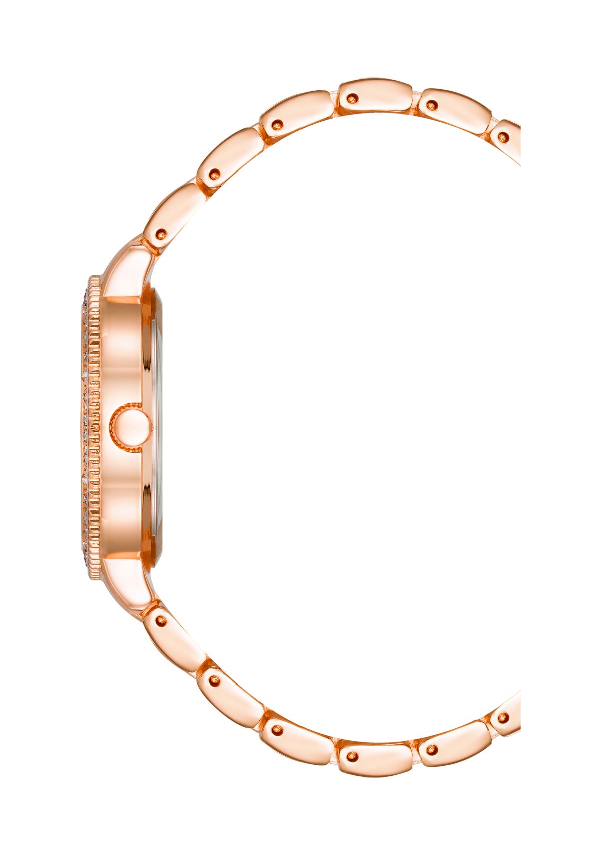 Rose Gold Tone Metal Band Watch with Crystal 