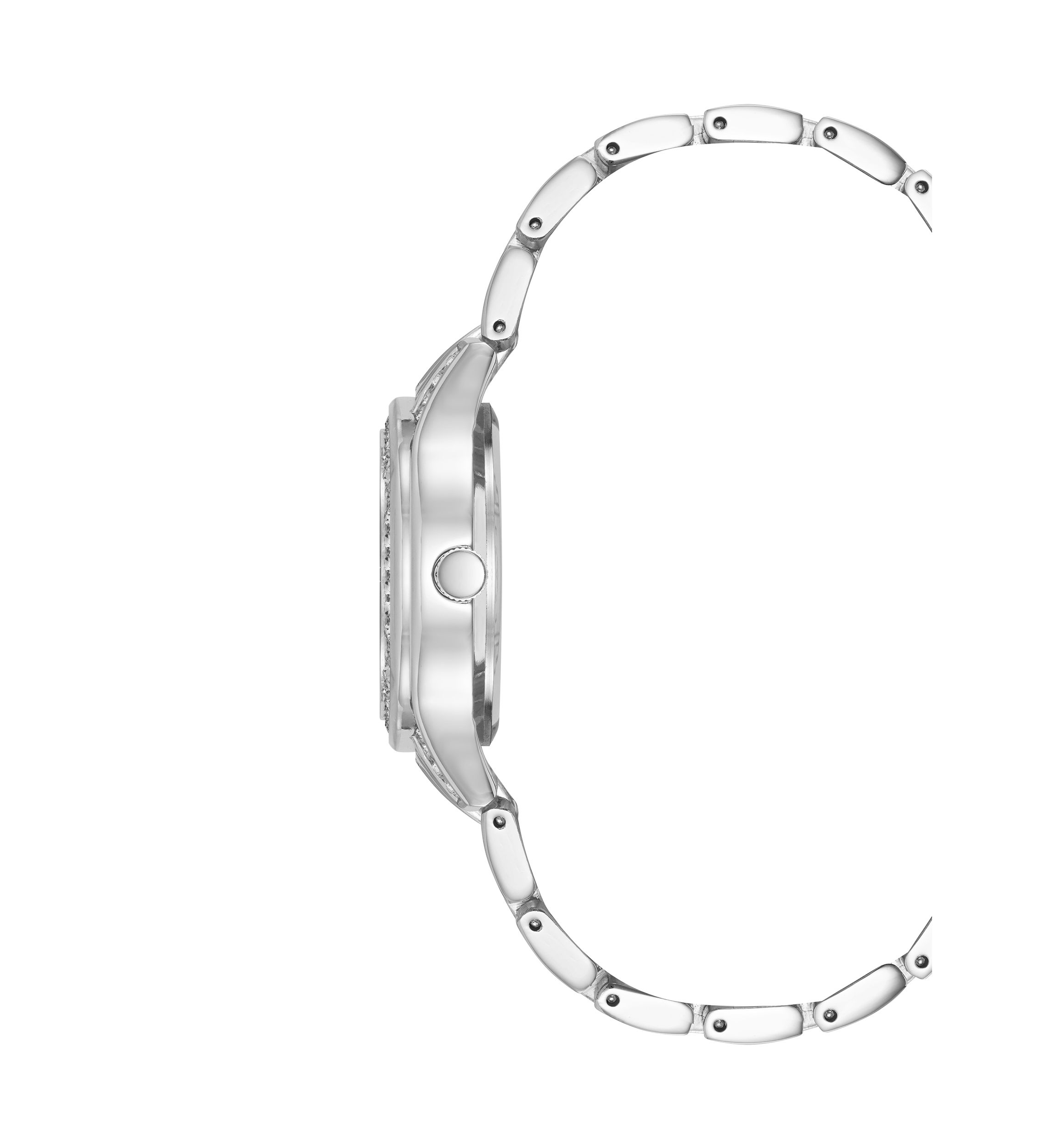 Quartz Silver-Tone Metal Alloy Crystal Bezel Watch