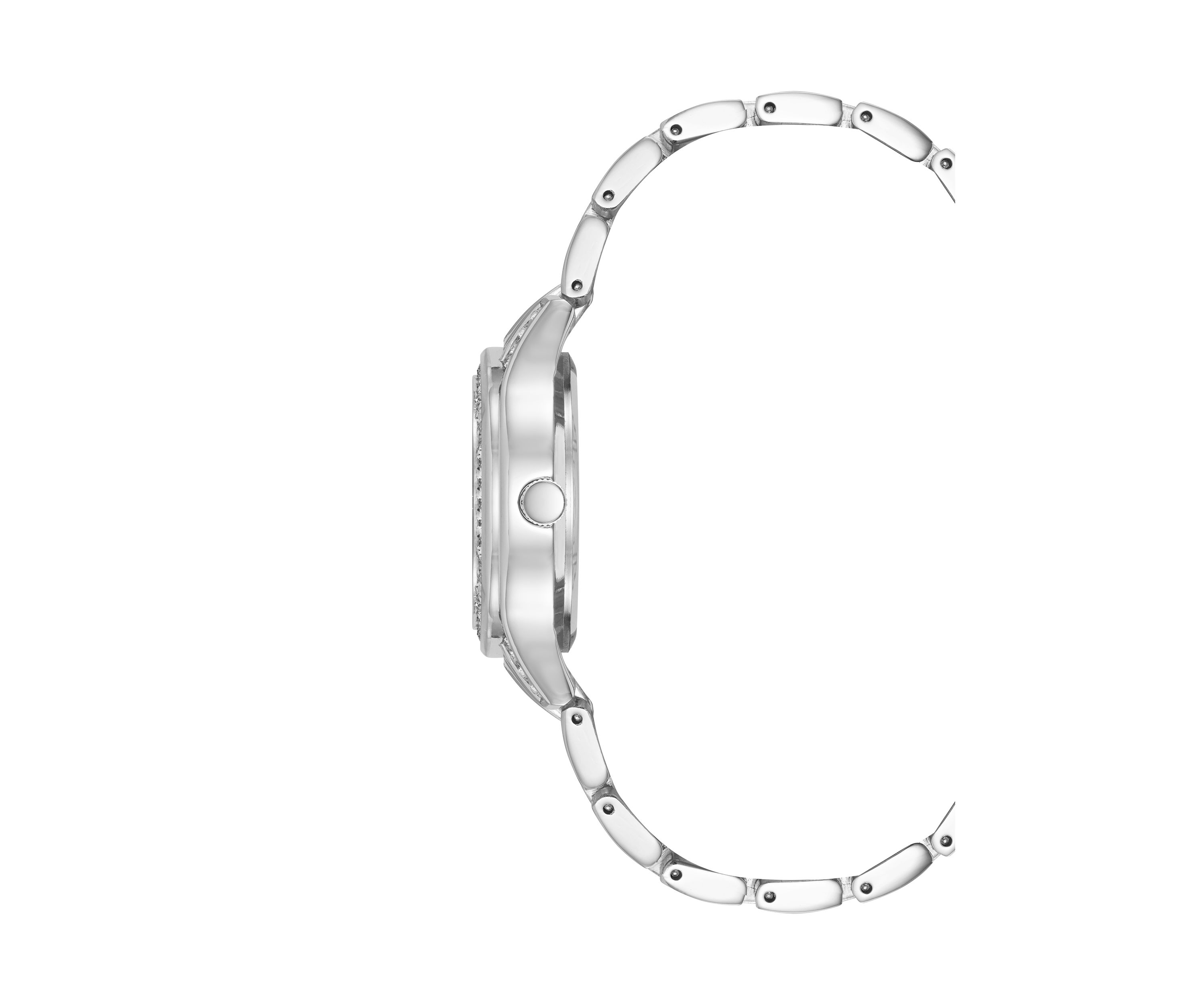 Quartz Silver-Tone Metal Alloy Crystal Bezel Watch