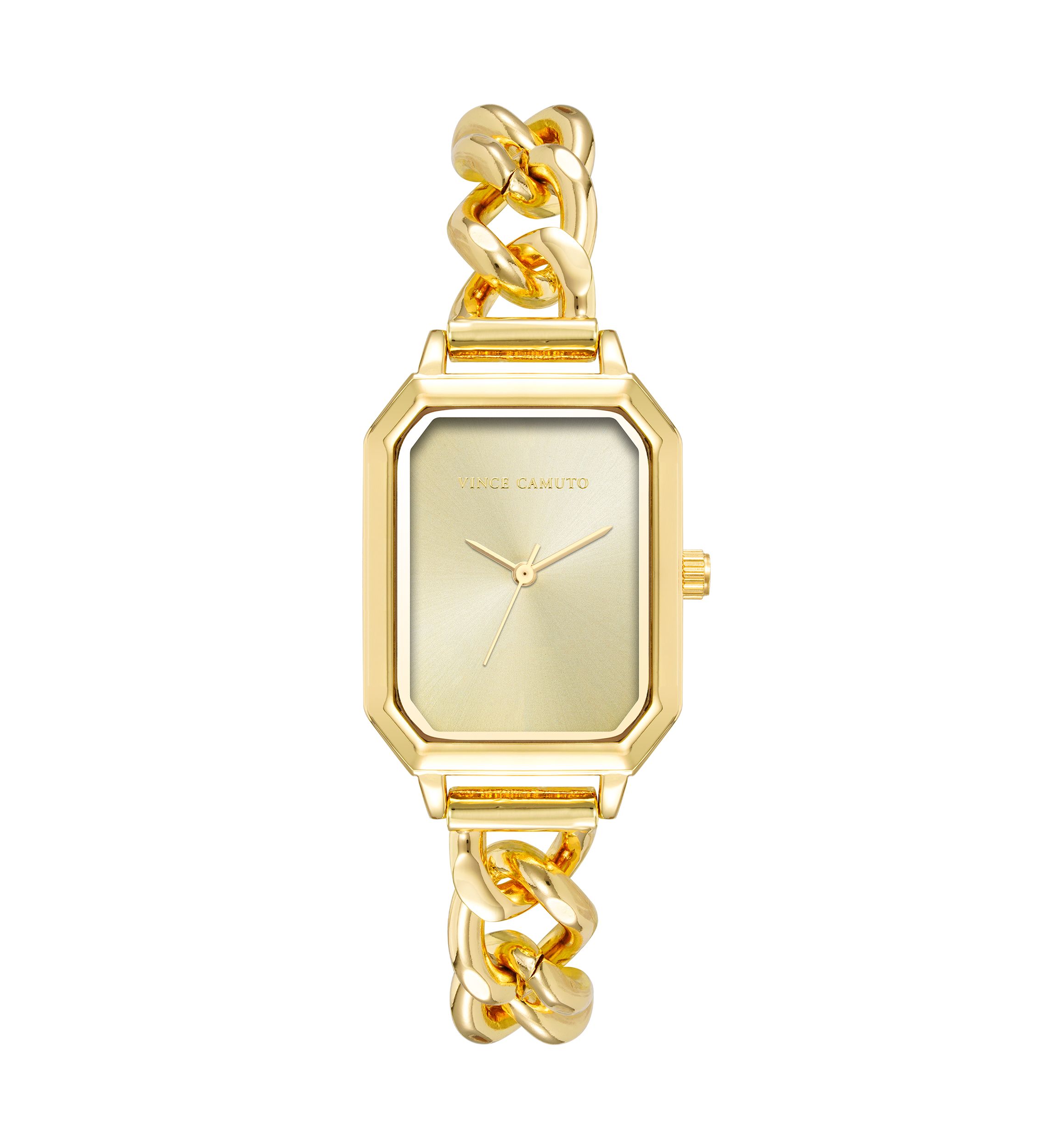 Gold Metal Chain Watch with Champagne Dial 