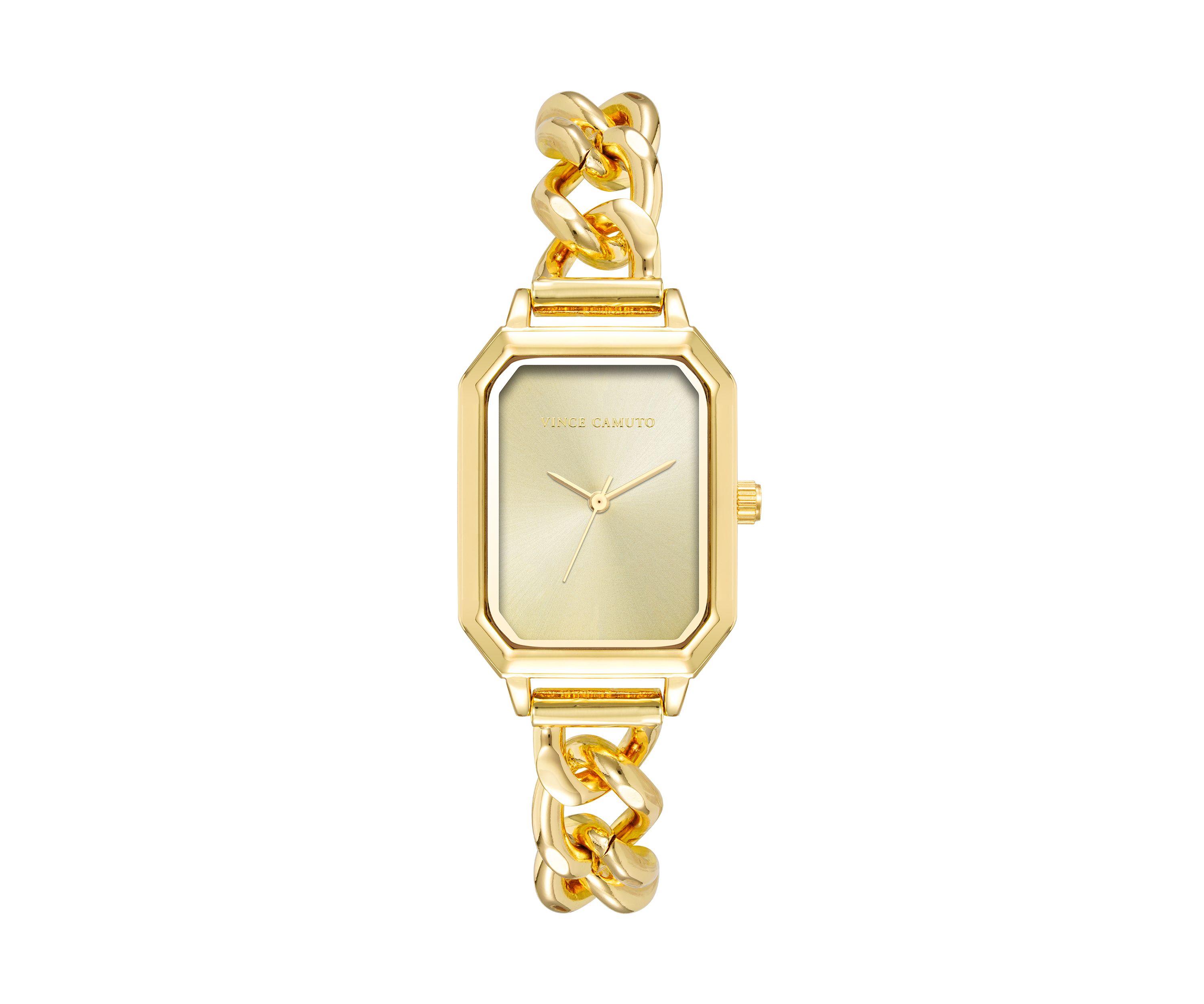 Gold Metal Chain Watch with Champagne Dial 