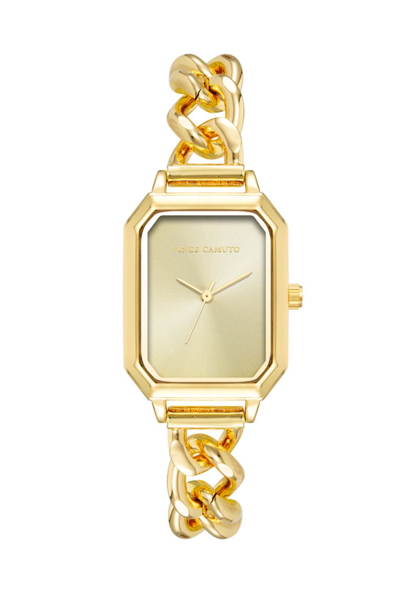 Gold Metal Chain Watch with Champagne Dial 