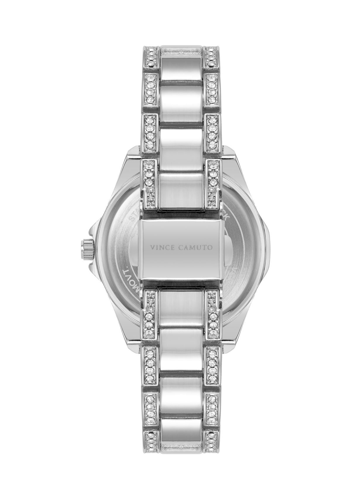 Quartz Silver-Tone Metal Alloy Crystal Embellished Watch