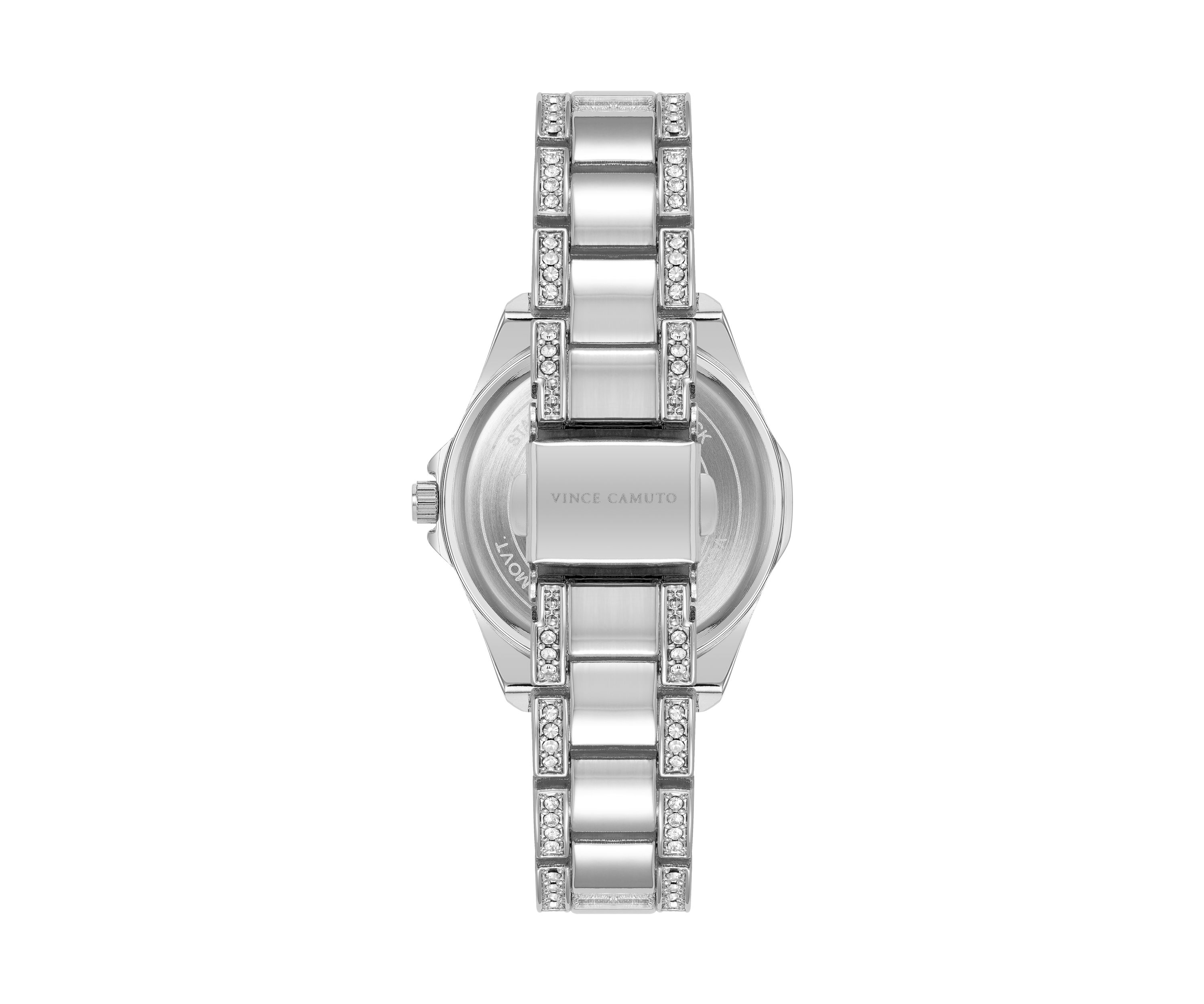 Quartz Silver-Tone Metal Alloy Crystal Embellished Watch