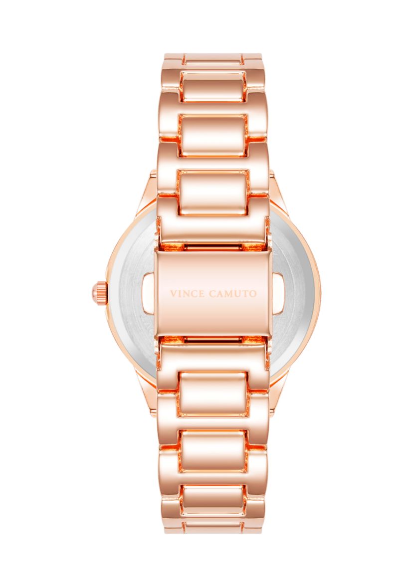 Quartz Burgundy and Rose Gold-Tone Metal Alloy Watch