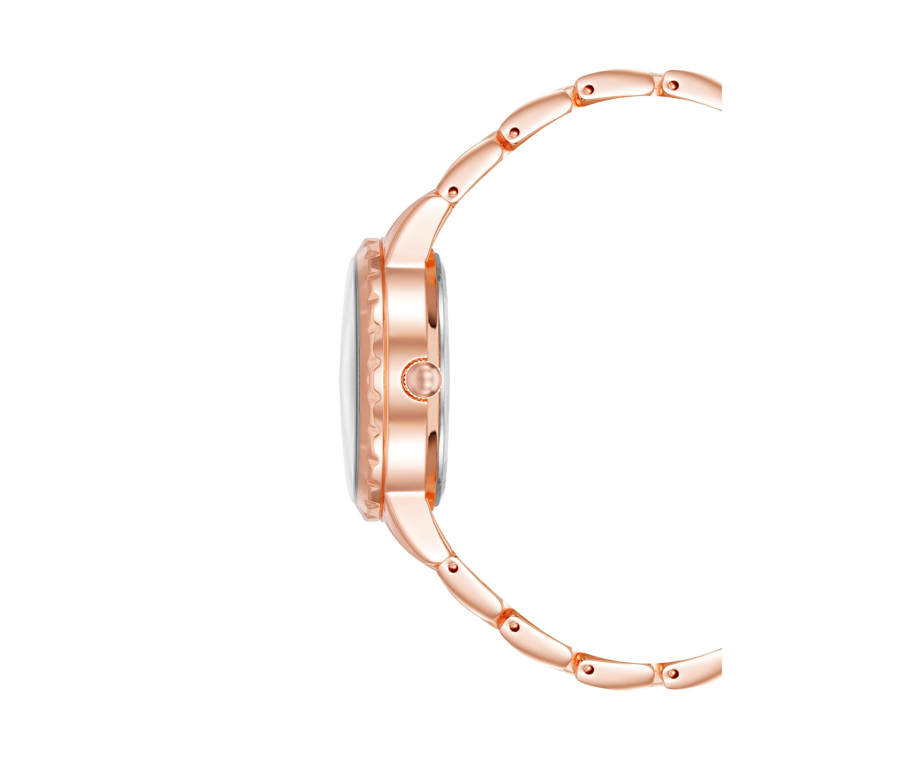Quartz Burgundy and Rose Gold-Tone Metal Alloy Watch