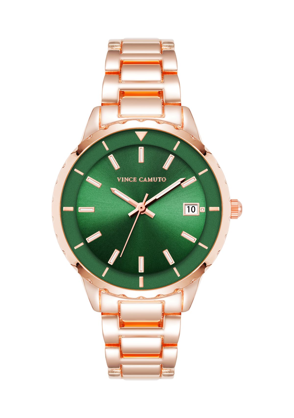 Rose Gold-Tone Metal Alloy Green Dial Watch