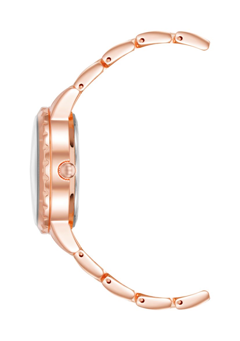 Rose Gold-Tone Metal Alloy Green Dial Watch