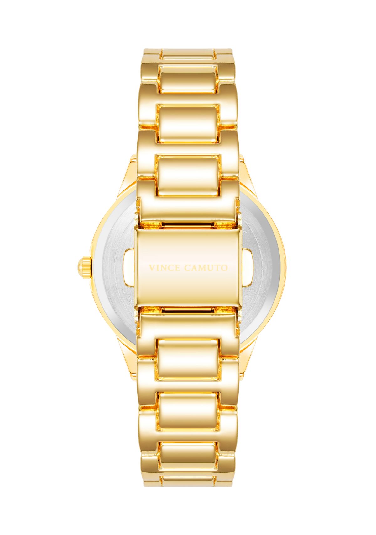  Gold Tone Metal Band Watch with Navy Dial 