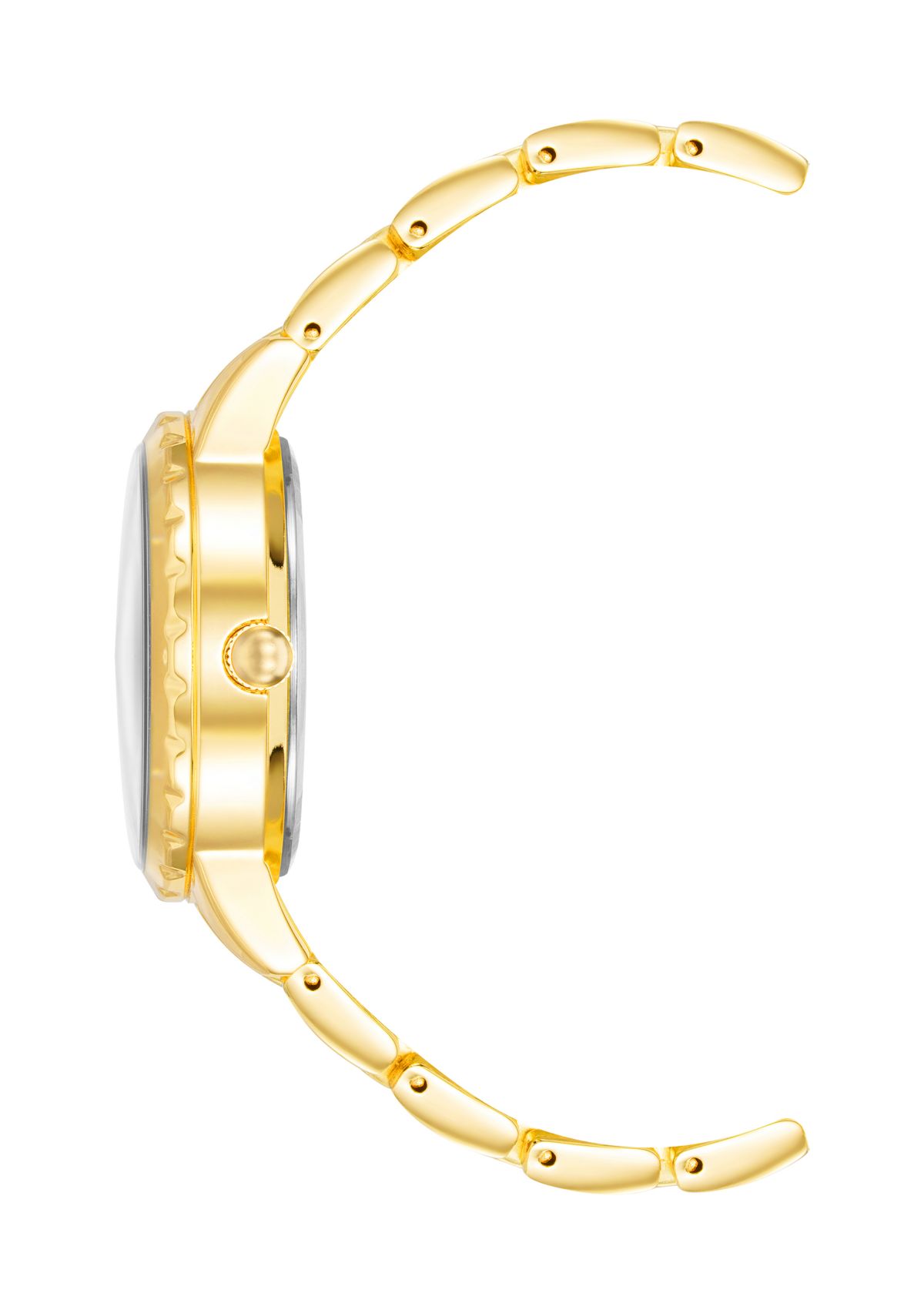   Gold Tone Metal Band Watch with Navy Dial 