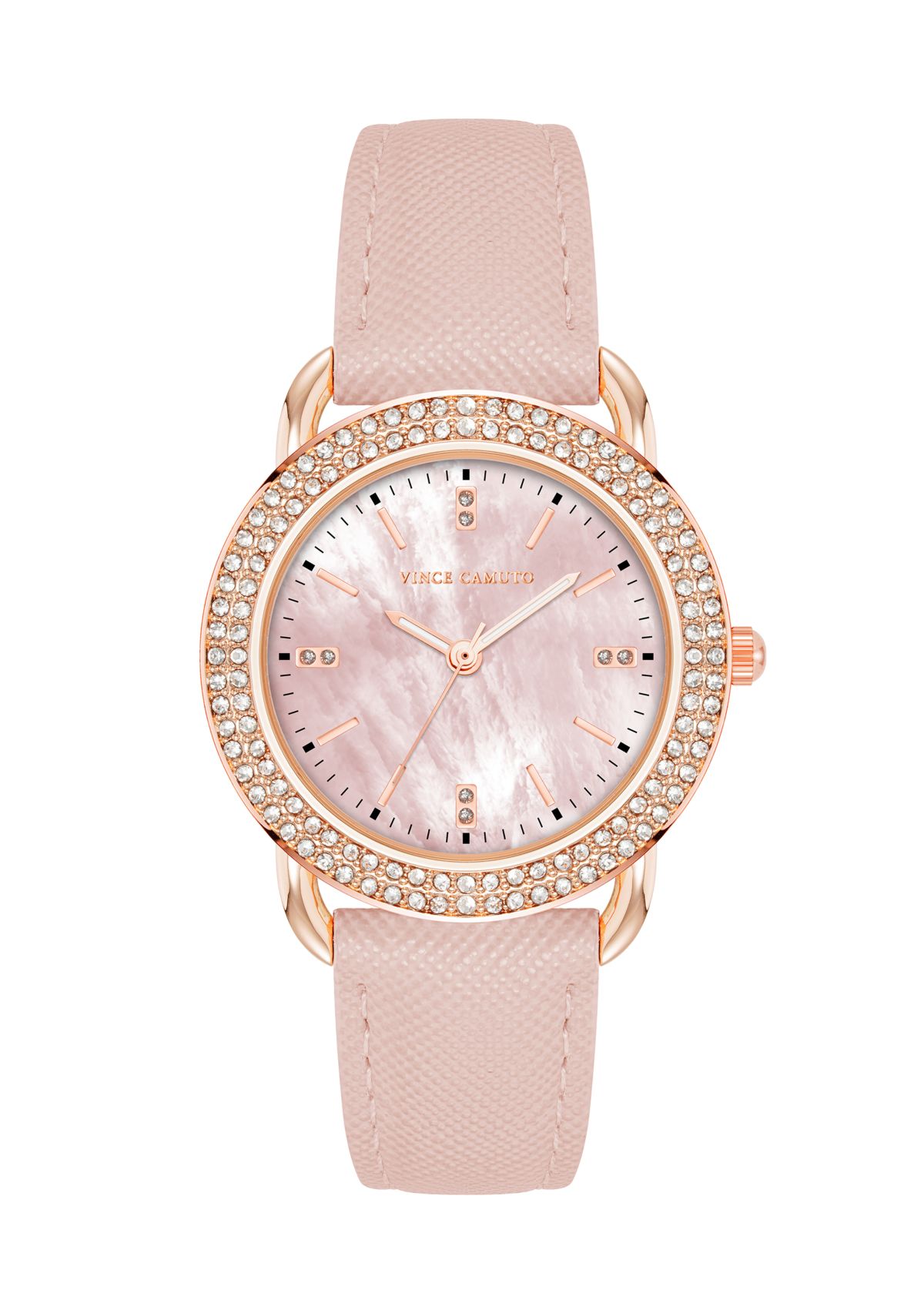 Glitz Dial Faux Leather Band Watch