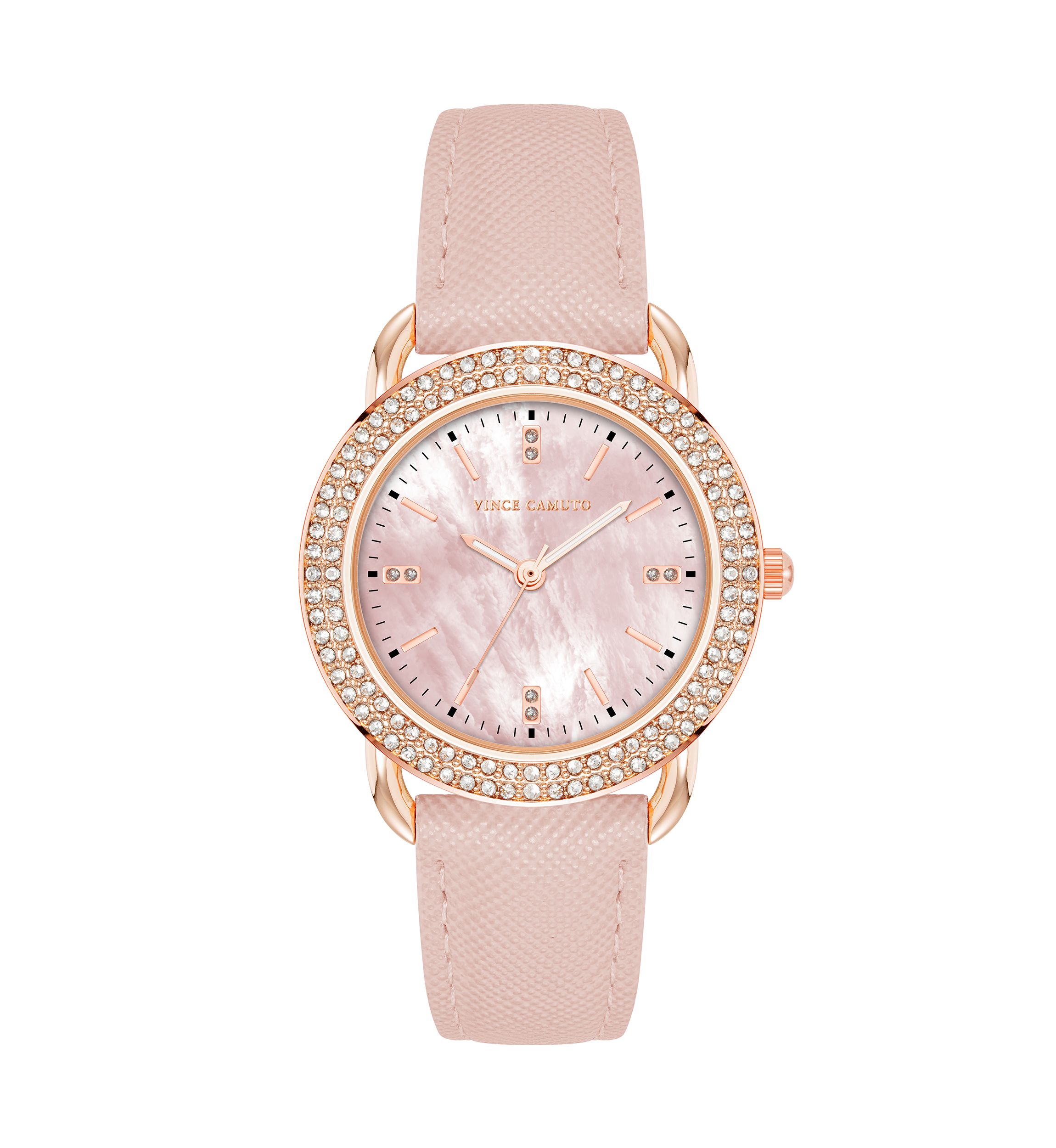 Glitz Dial Faux Leather Band Watch