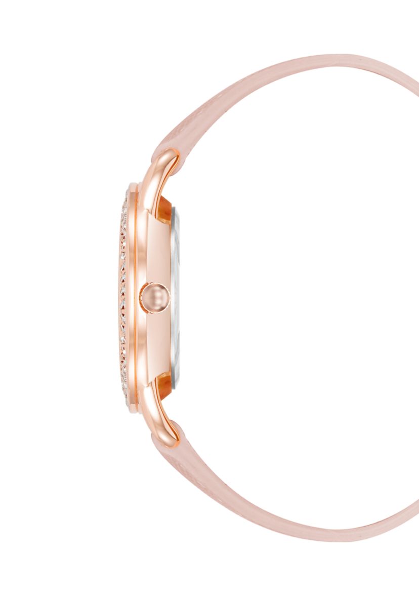 Glitz Dial Faux Leather Band Watch