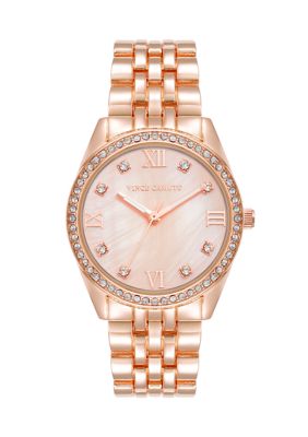 Vince Camuto Women's Metal Link Crystal Bezel Watch