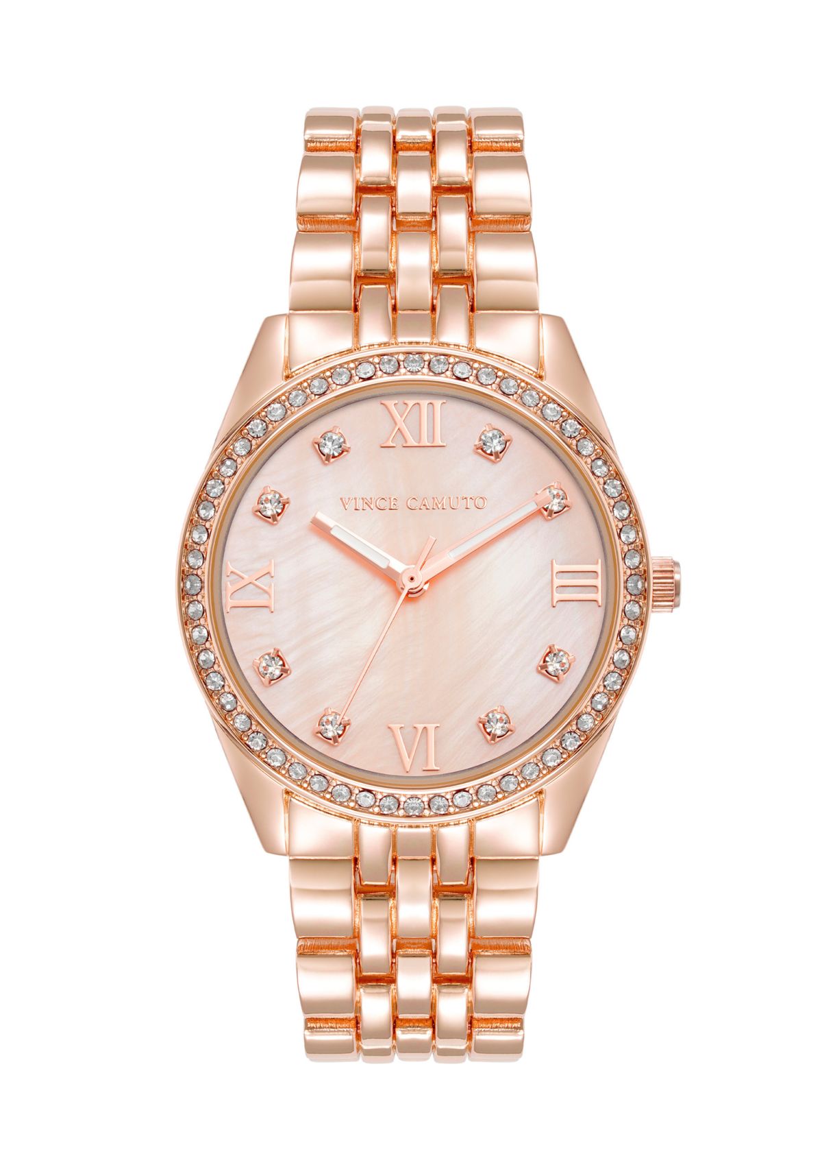 Metal Link Crystal Bezel Watch