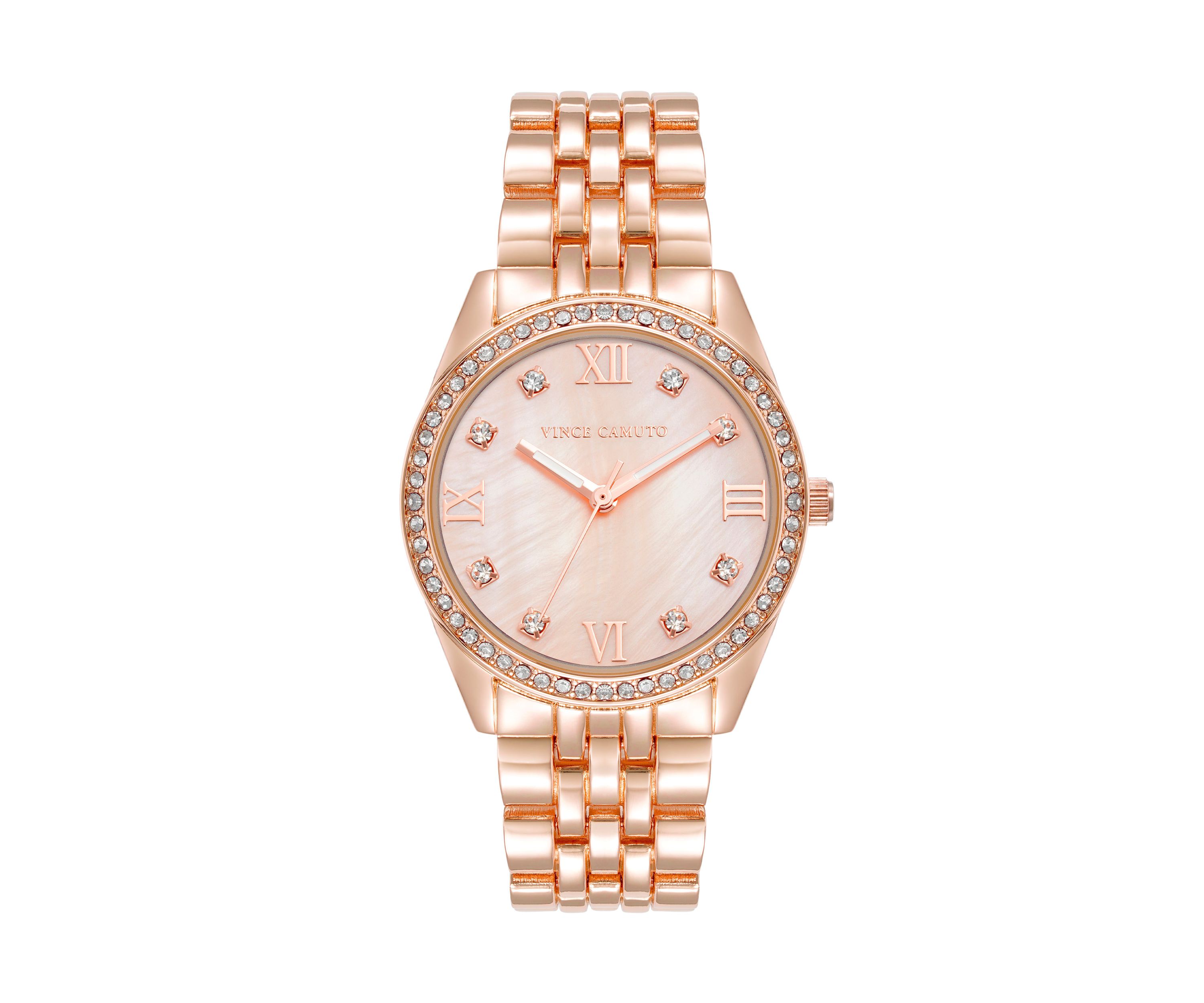 Metal Link Crystal Bezel Watch