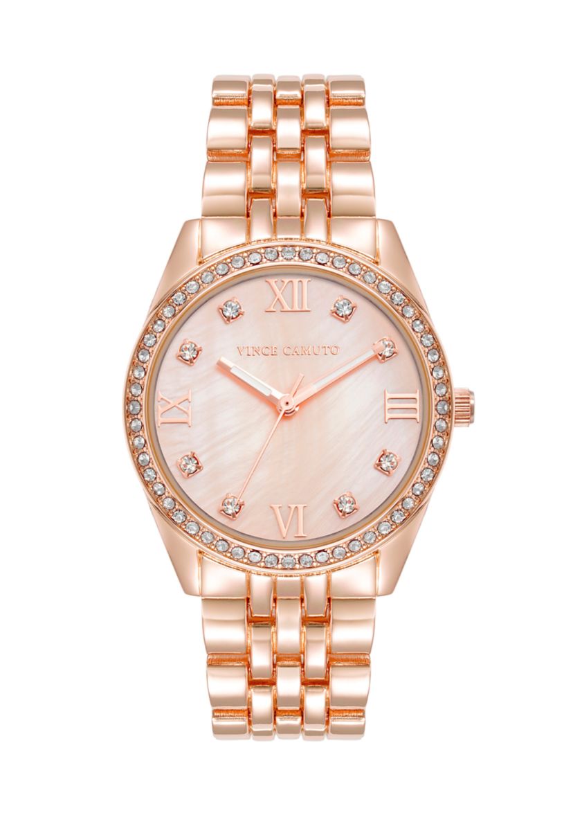Metal Link Crystal Bezel Watch