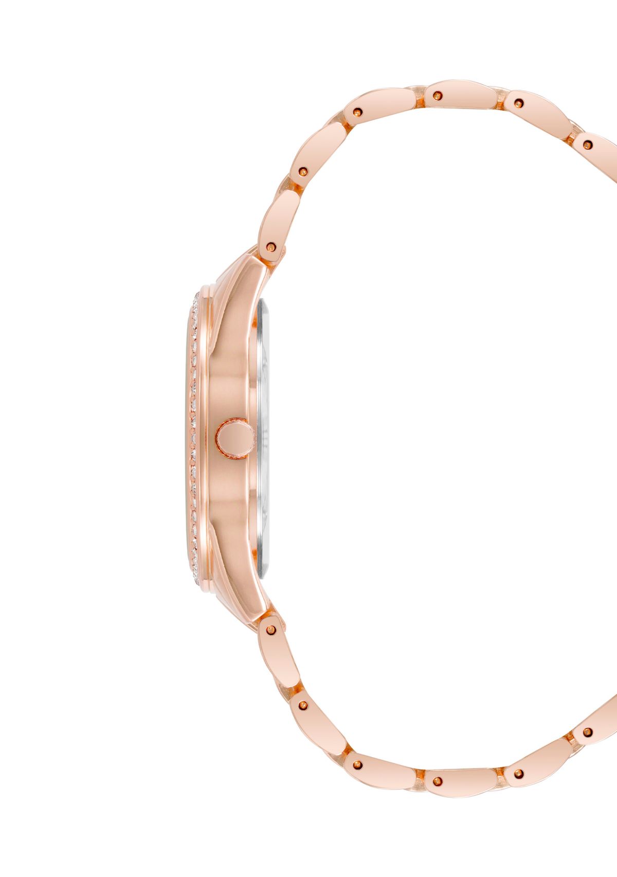 Metal Link Crystal Bezel Watch