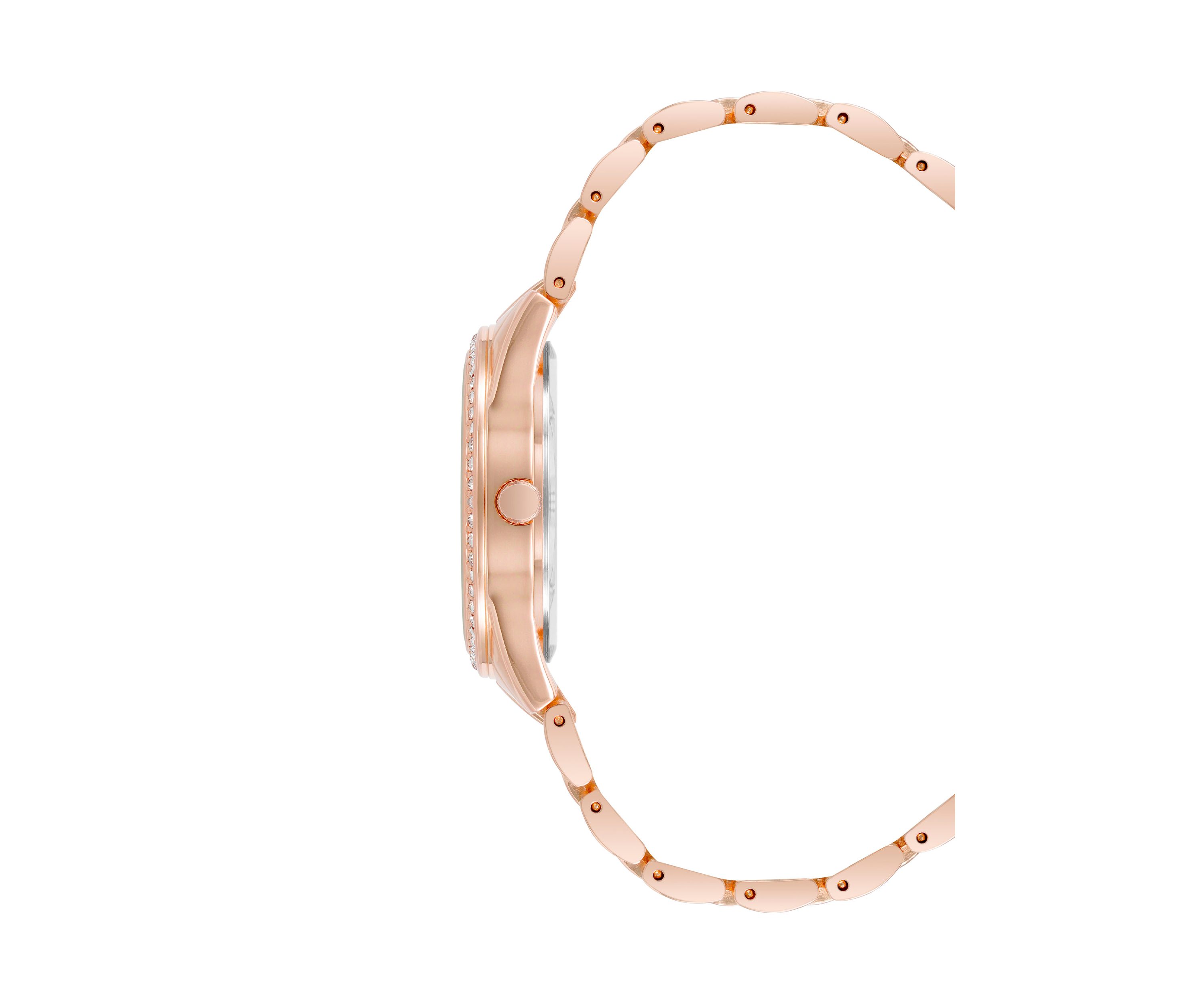Metal Link Crystal Bezel Watch