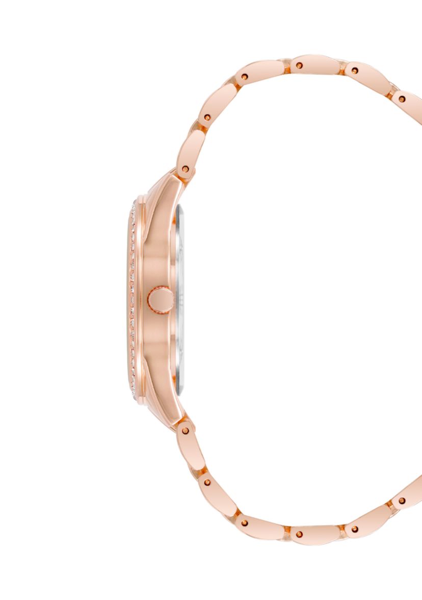 Metal Link Crystal Bezel Watch