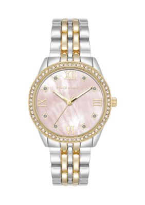 Vince Camuto Women's Two-Tone Metal Alloy Bracelet Mother of Pearl Dial Watch