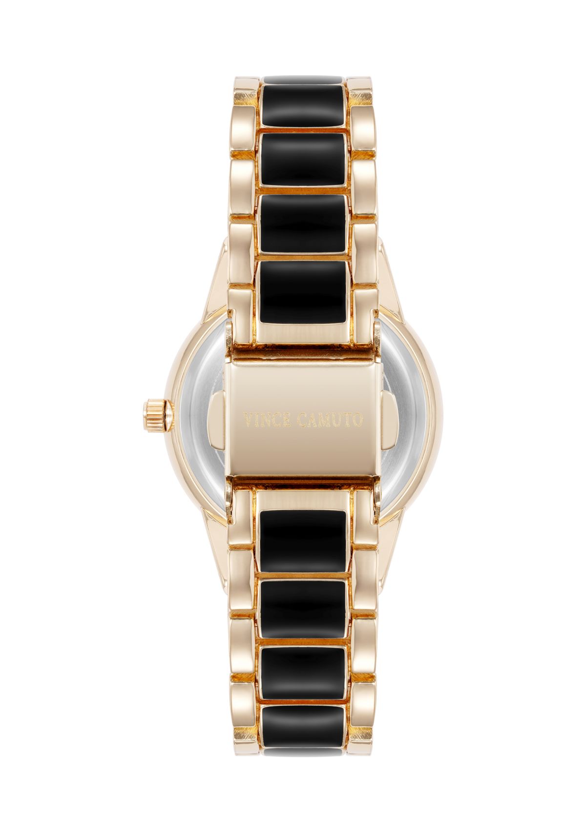Quartz Black Enamel and Gold-Tone Metal Alloy Watch