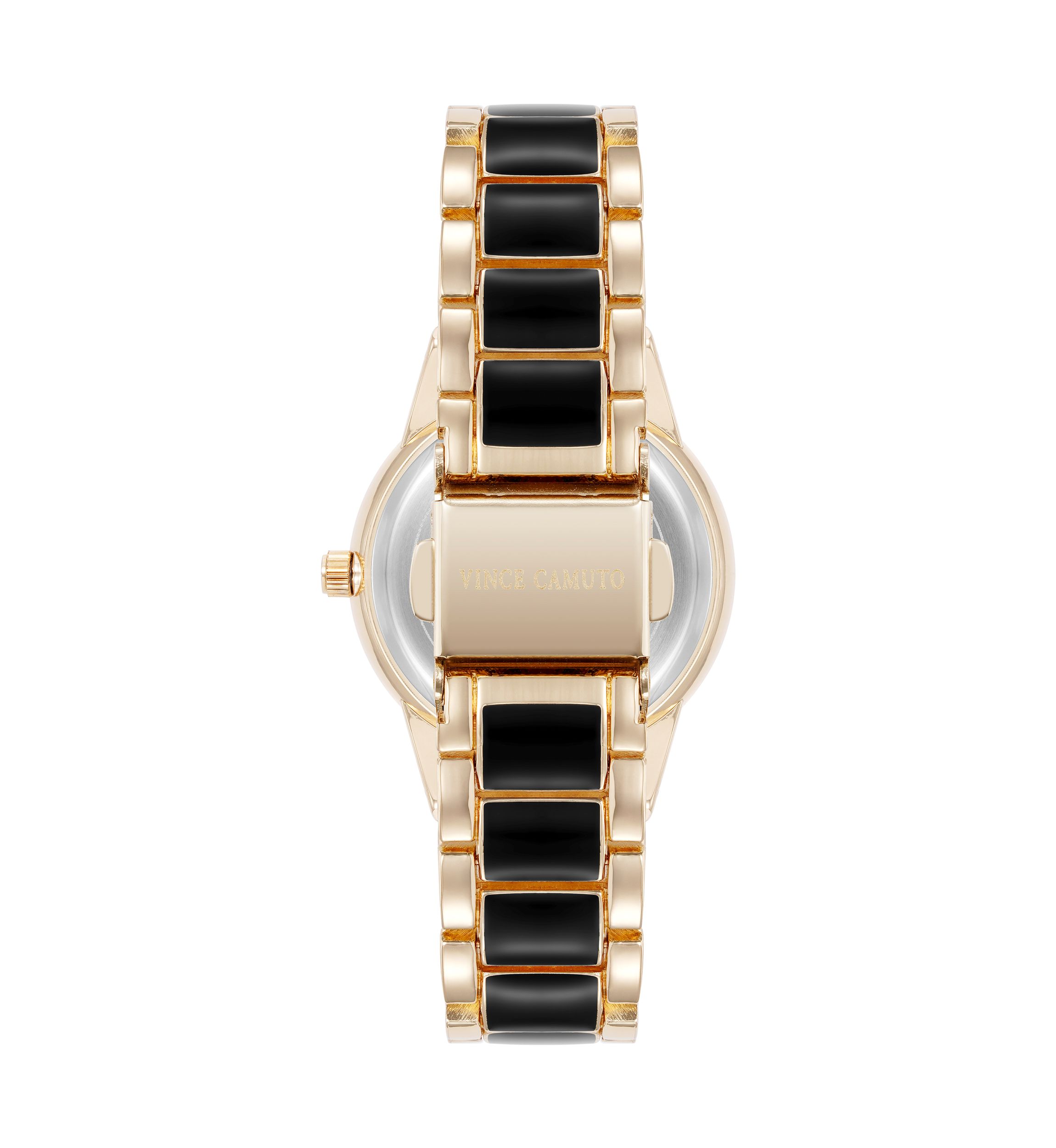 Quartz Black Enamel and Gold-Tone Metal Alloy Watch